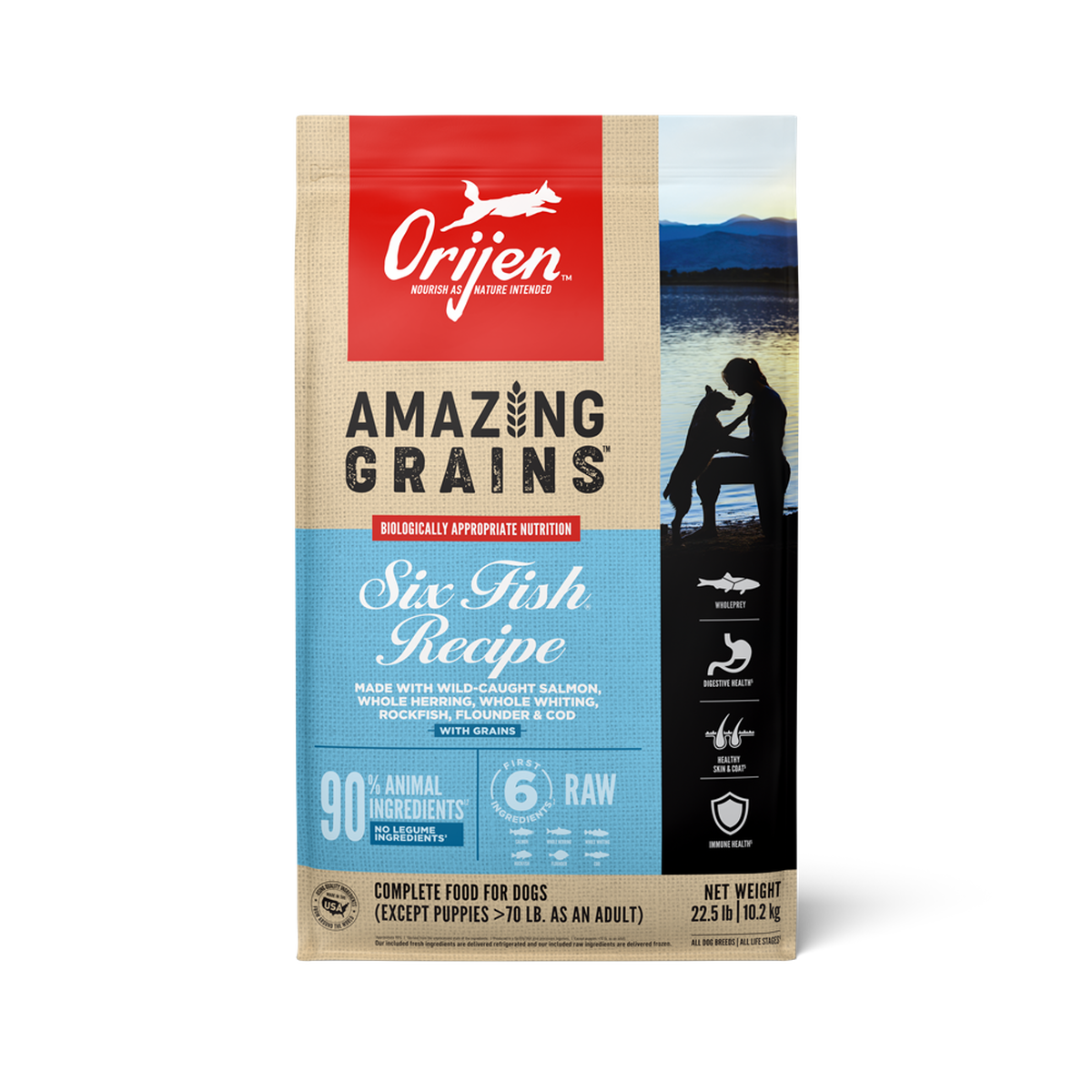 ORIJEN Amazing Grains Six Fish High-Protein Dry Dog Food