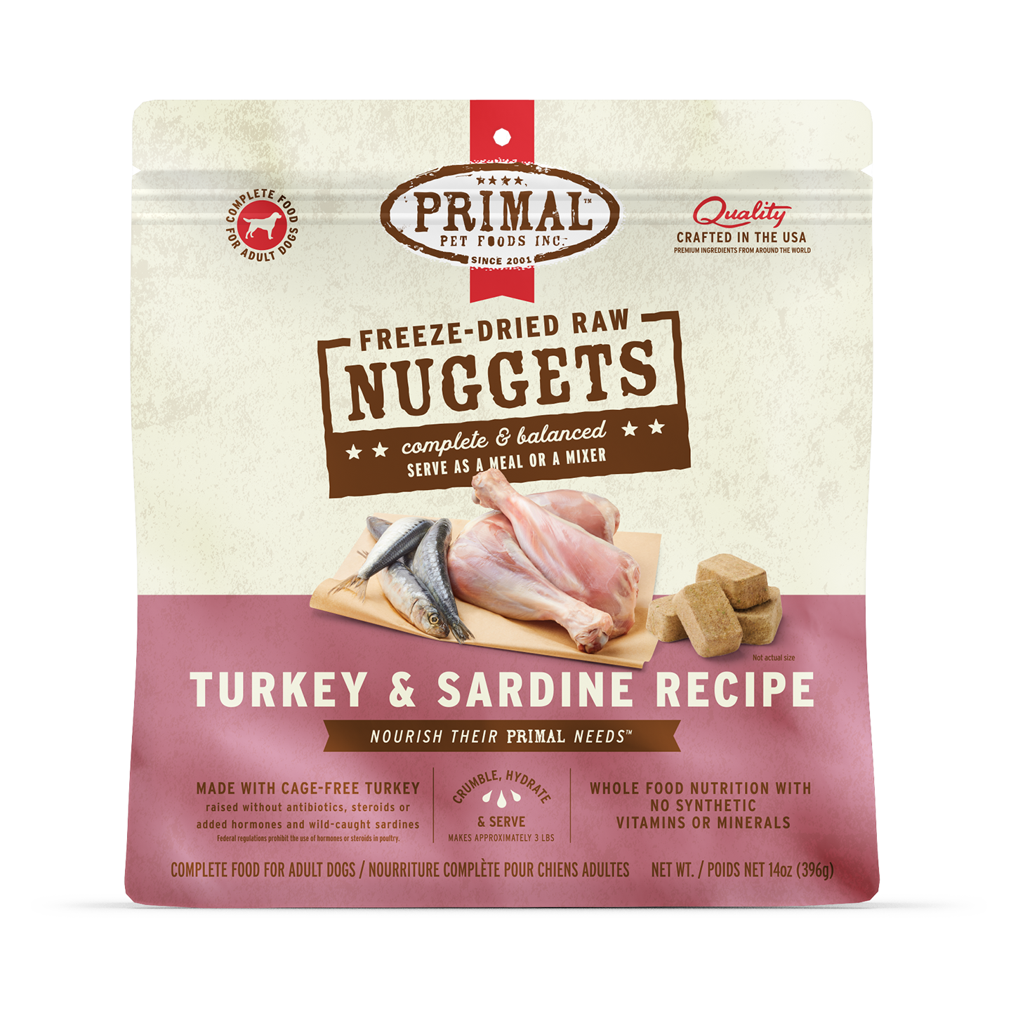 Primal Freeze Dried Turkey Sardine Nuggets Dog Food