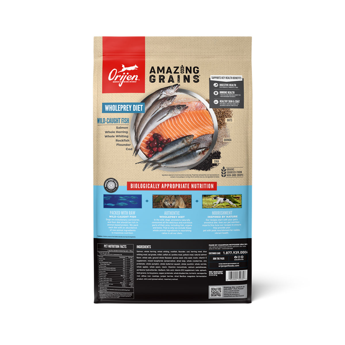 ORIJEN Amazing Grains Six Fish High-Protein Dry Dog Food