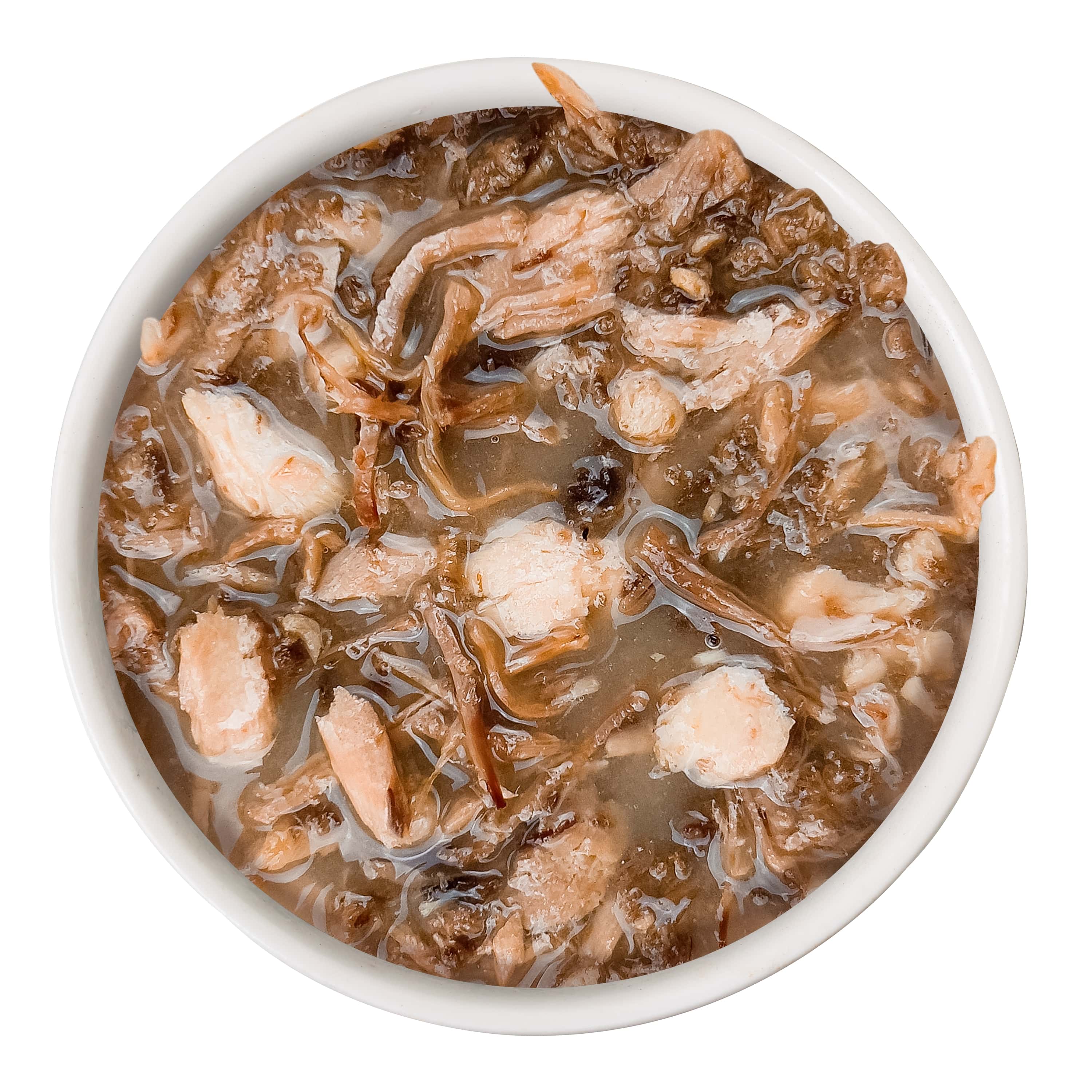 Tuna, Beef, and Salmon Dinner in Gravy