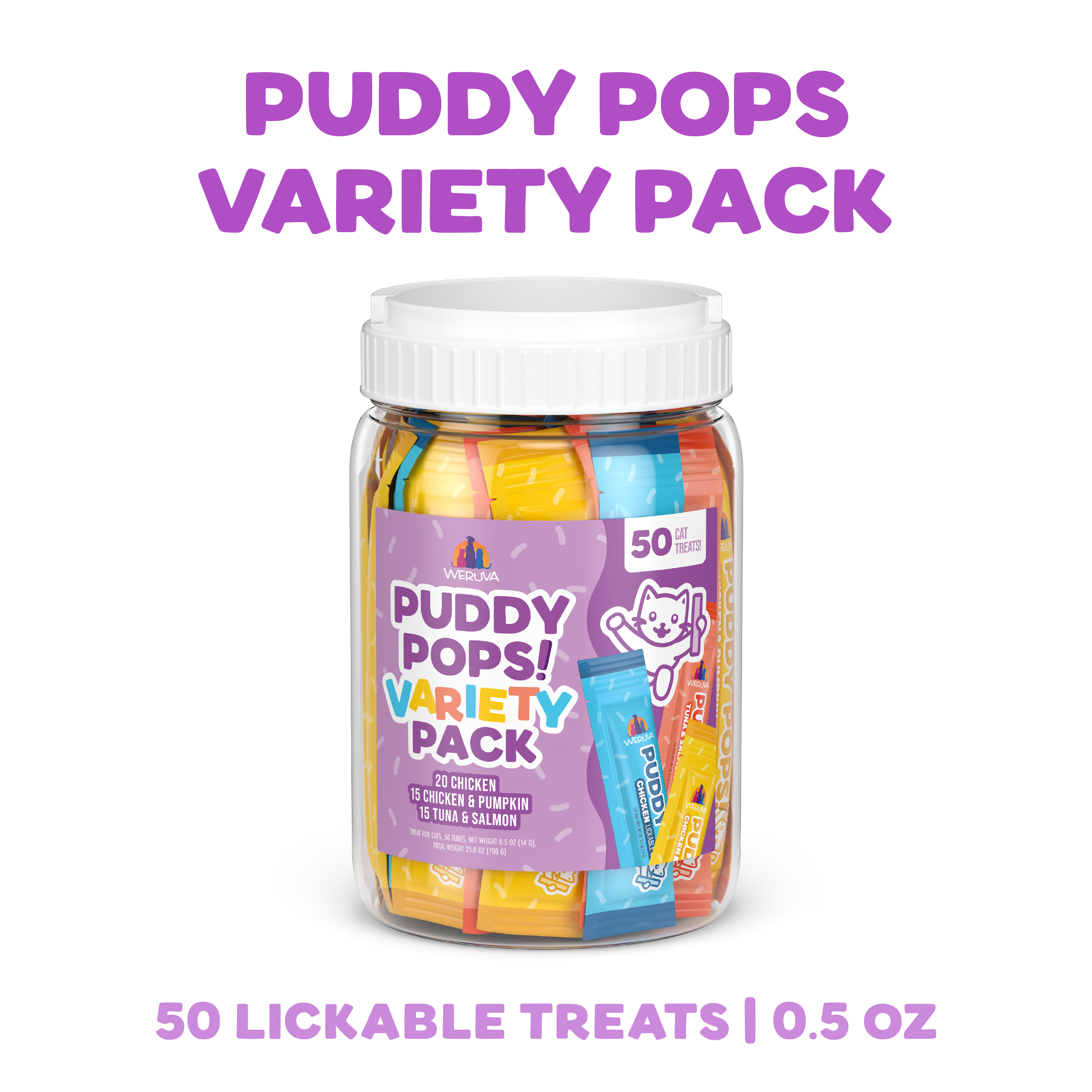 Weruva Puddy Pops Lickable Cat Treat Variety Pack