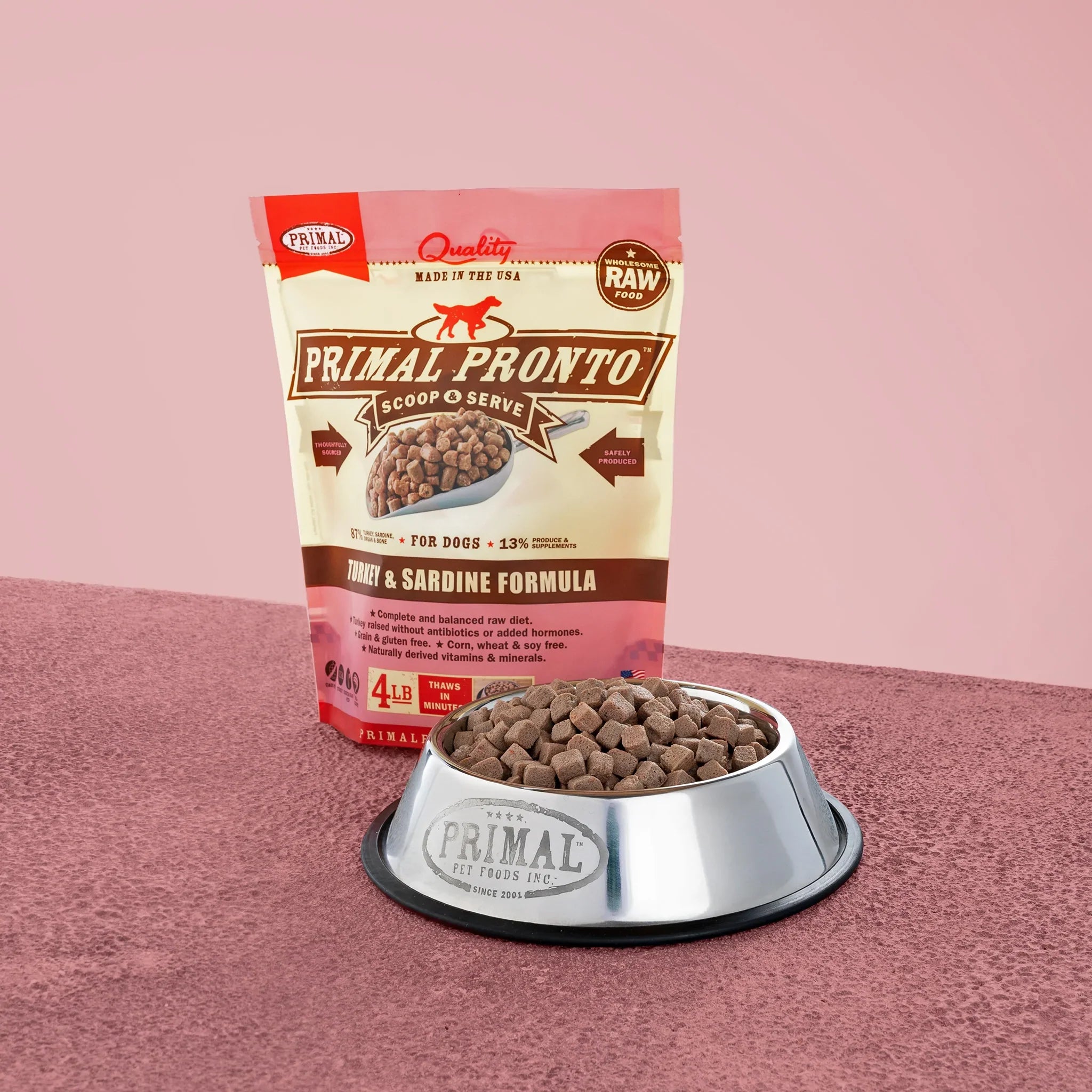 Primal Raw Frozen Pronto - Turkey & Sardine Formula