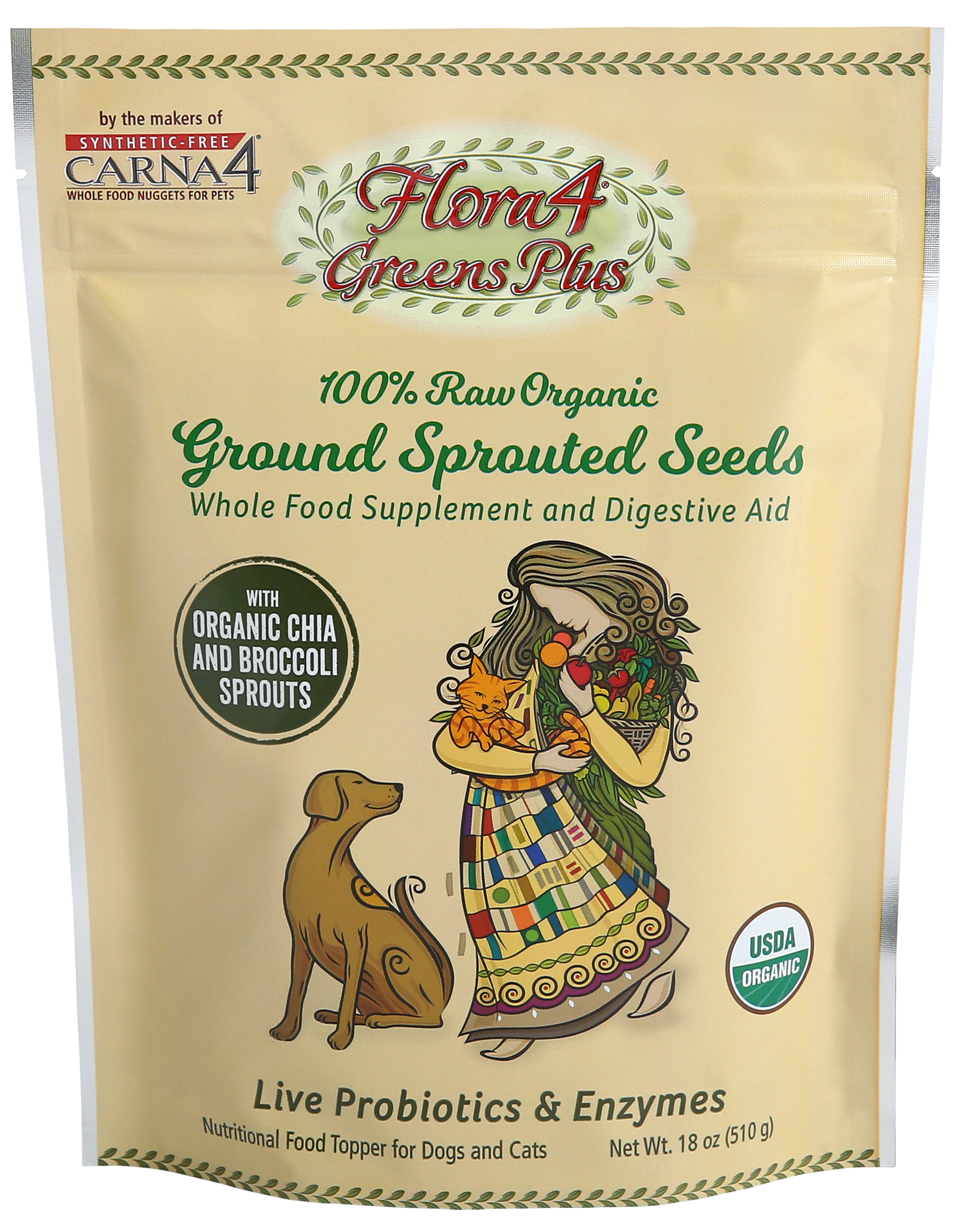 Flora4 Greens Plus Organic Sprouted Seeds Meal Topper