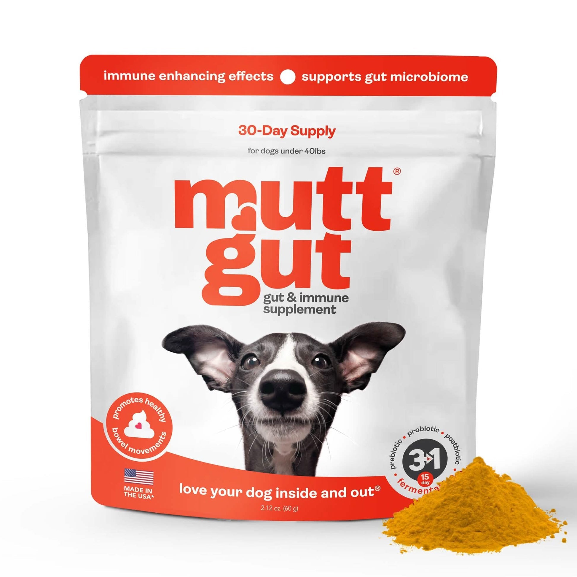 MuttGut® 60g For Dogs Under 40 Lbs