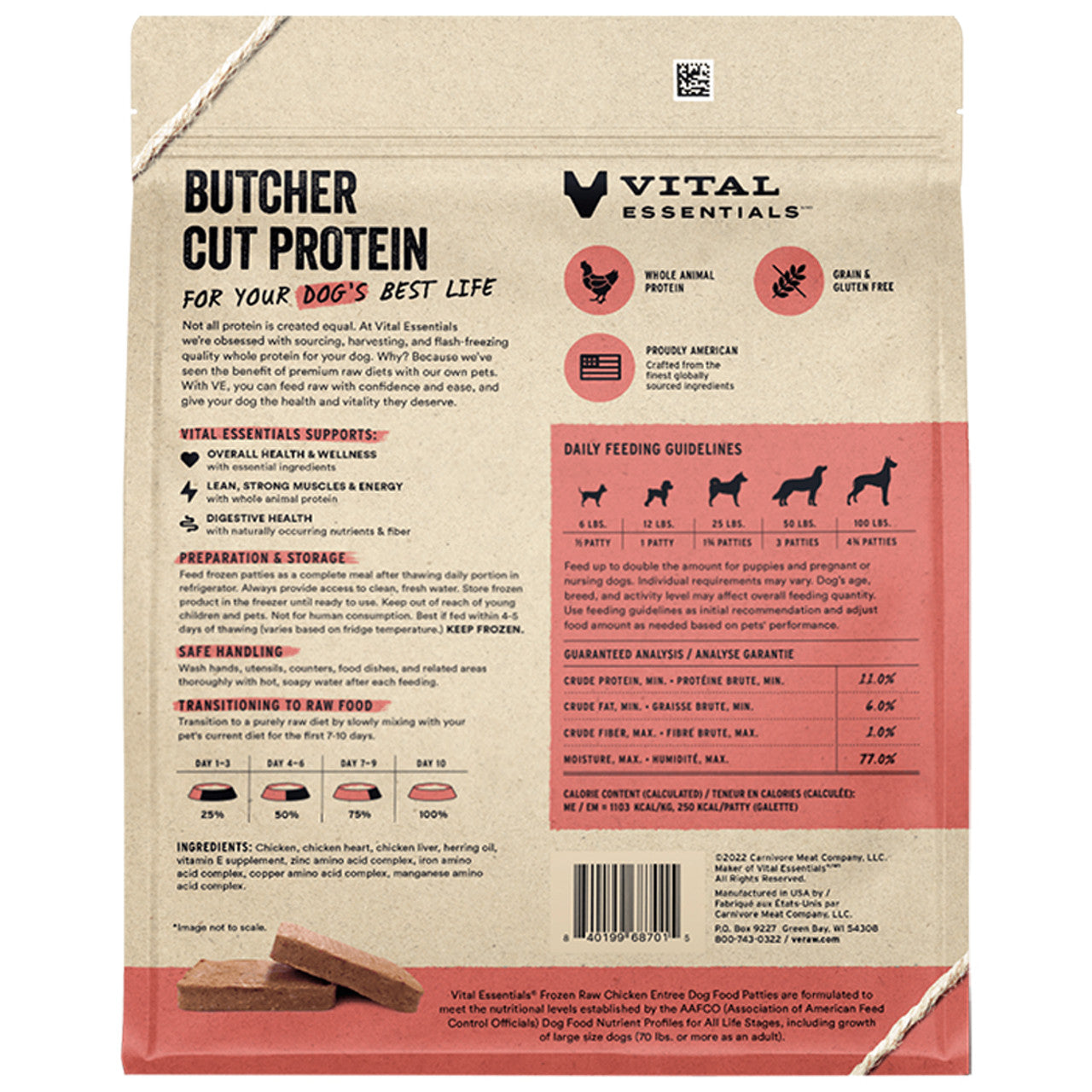 Vital Essentials Raw Chicken Patties (In Store Pick Up Only)