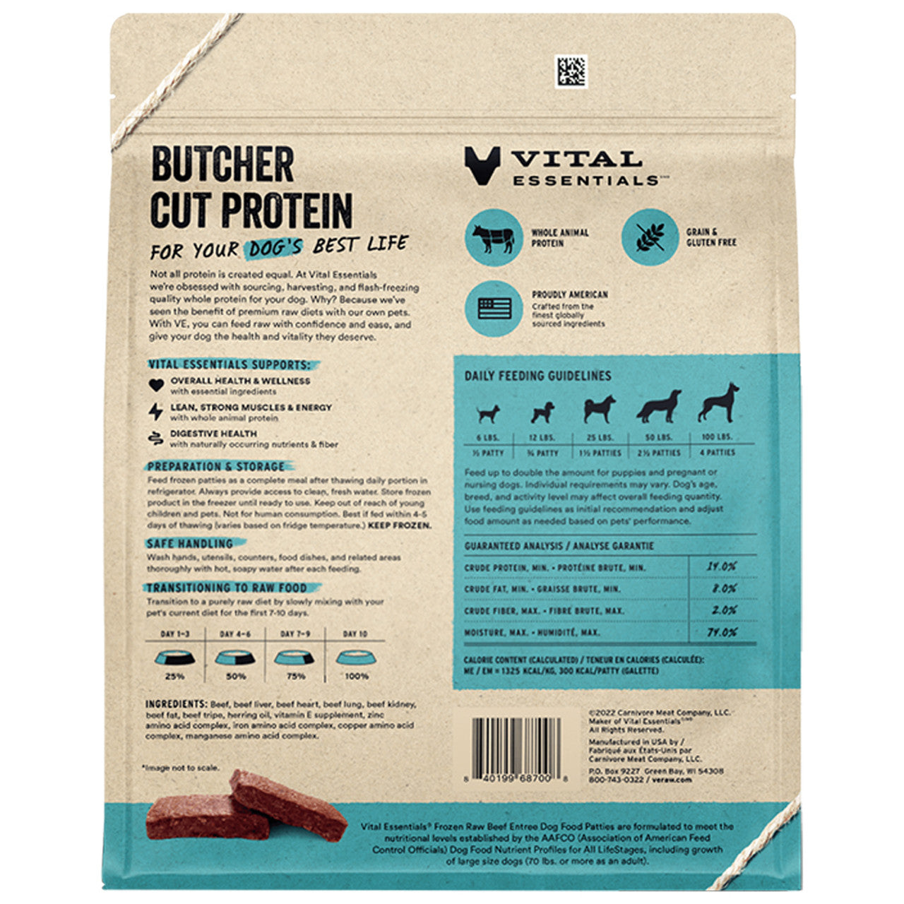 Vital Essentials Raw Beef Patties (In Store Pick Up Only)