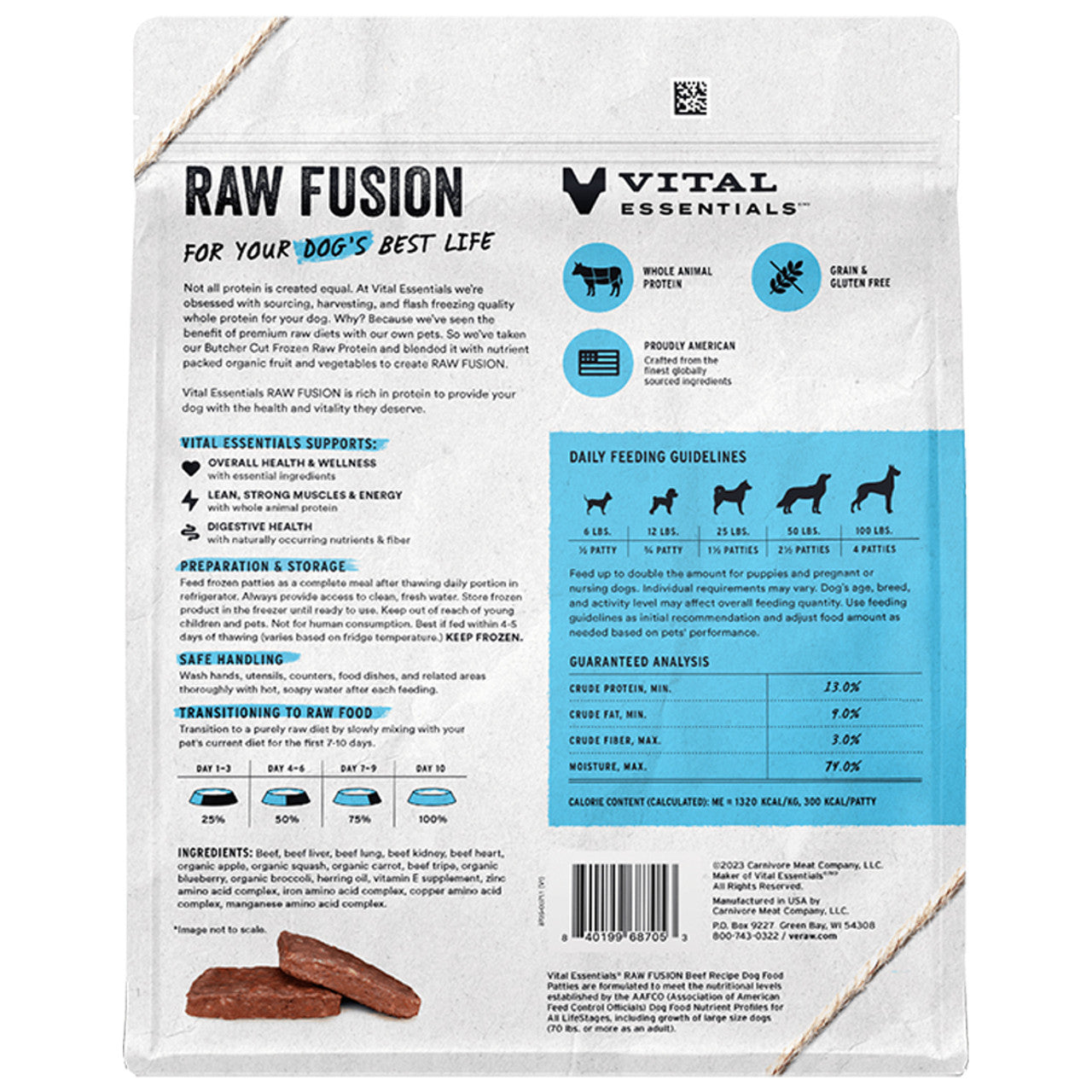 Vital Essentials Raw Fusion Beef Patties (In Store Only Pick Up)