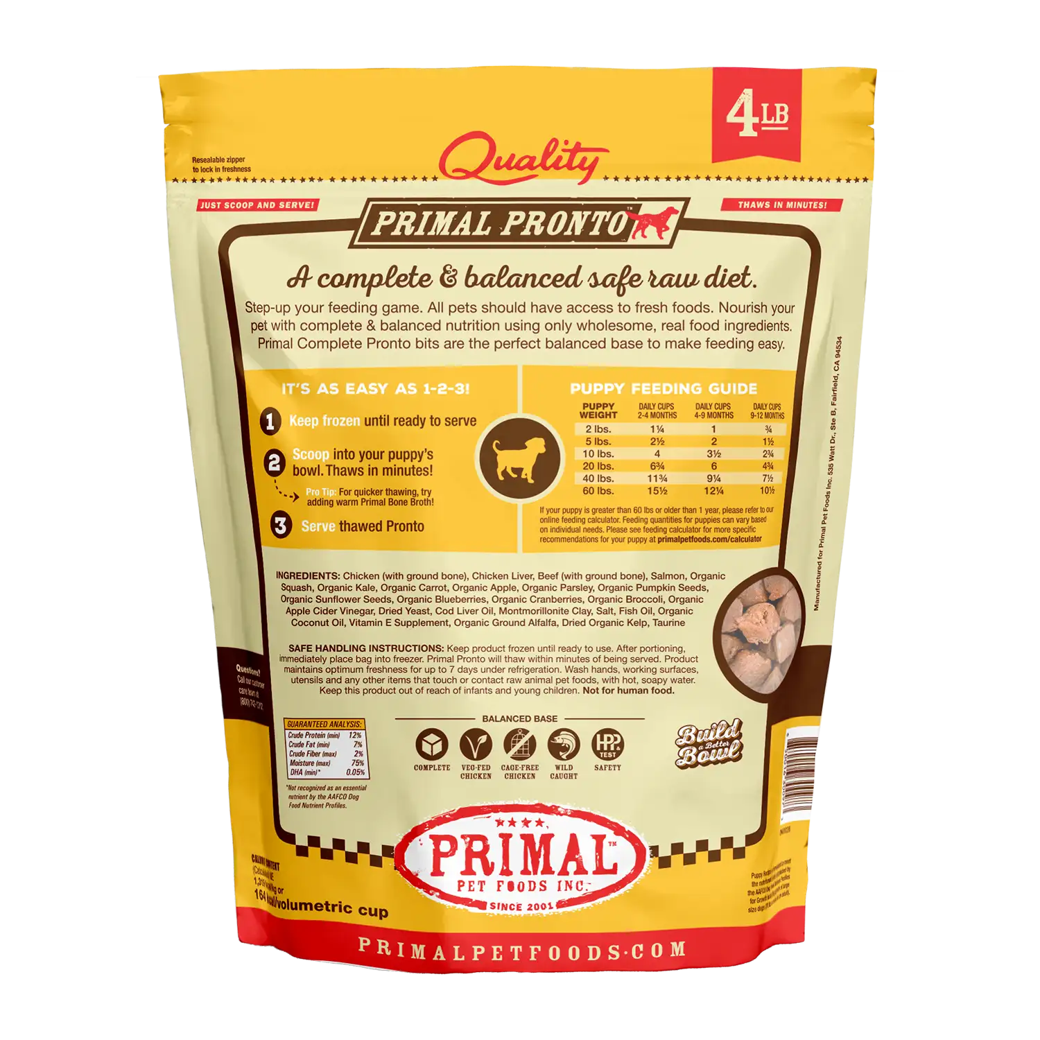 Primal Dog Raw Puppy Formula 4lbs (IN STORE PICK UP ONLY)