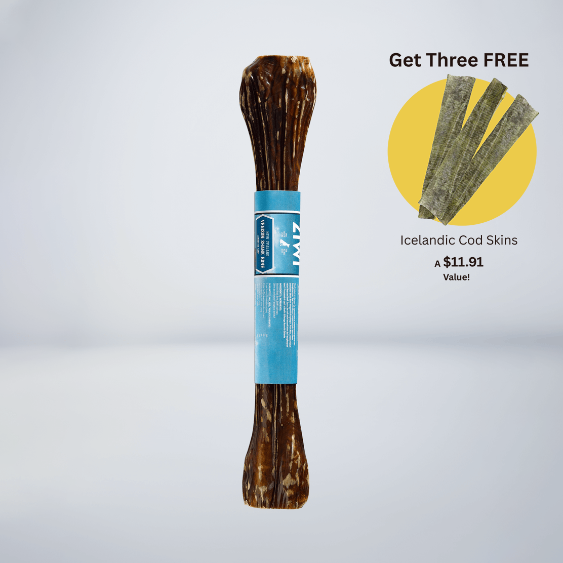 Ziwi Venison Shank Full Oral Chew with three FREE Cod Skins