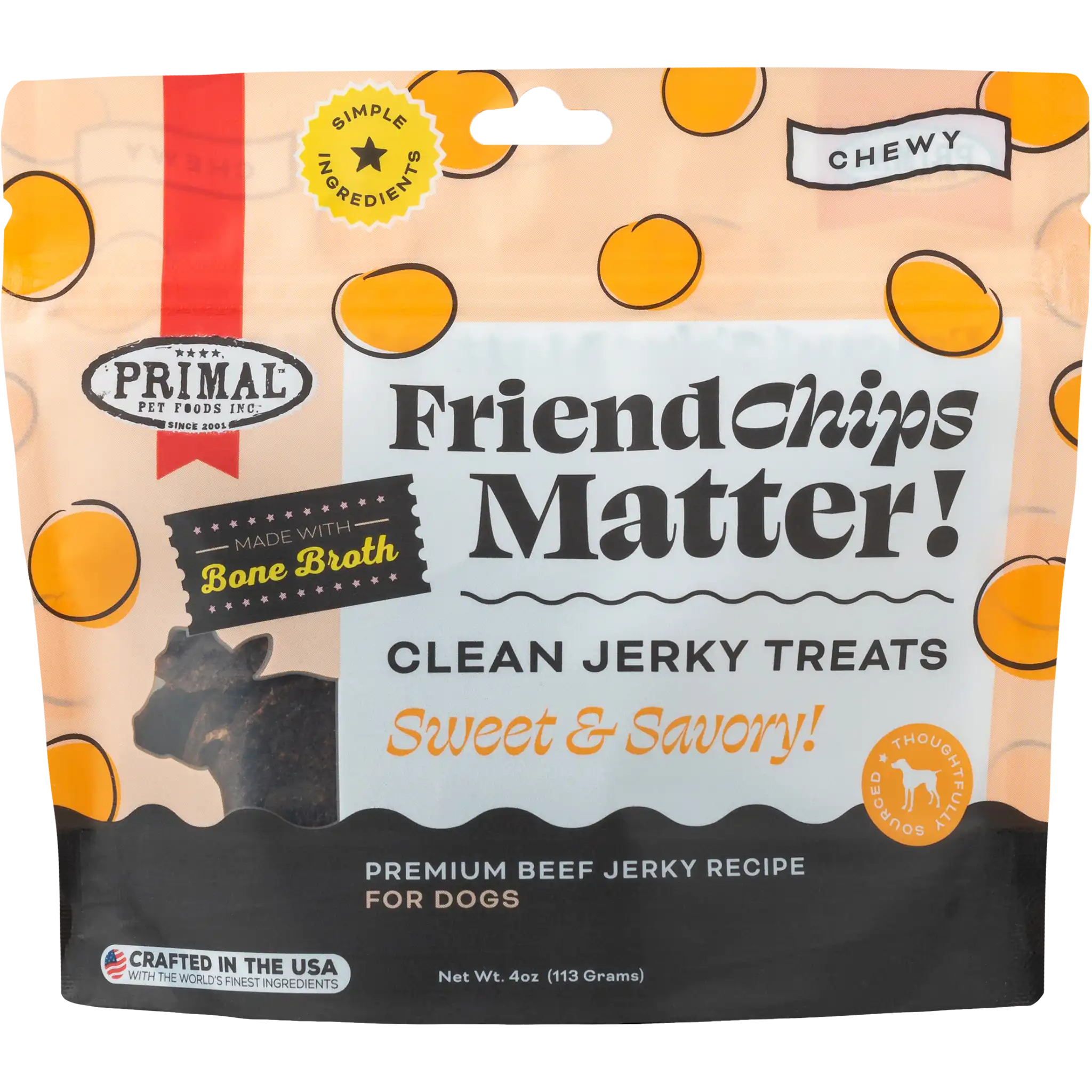 Primal FriendChips Matter Beef Jerky Dog Treats
