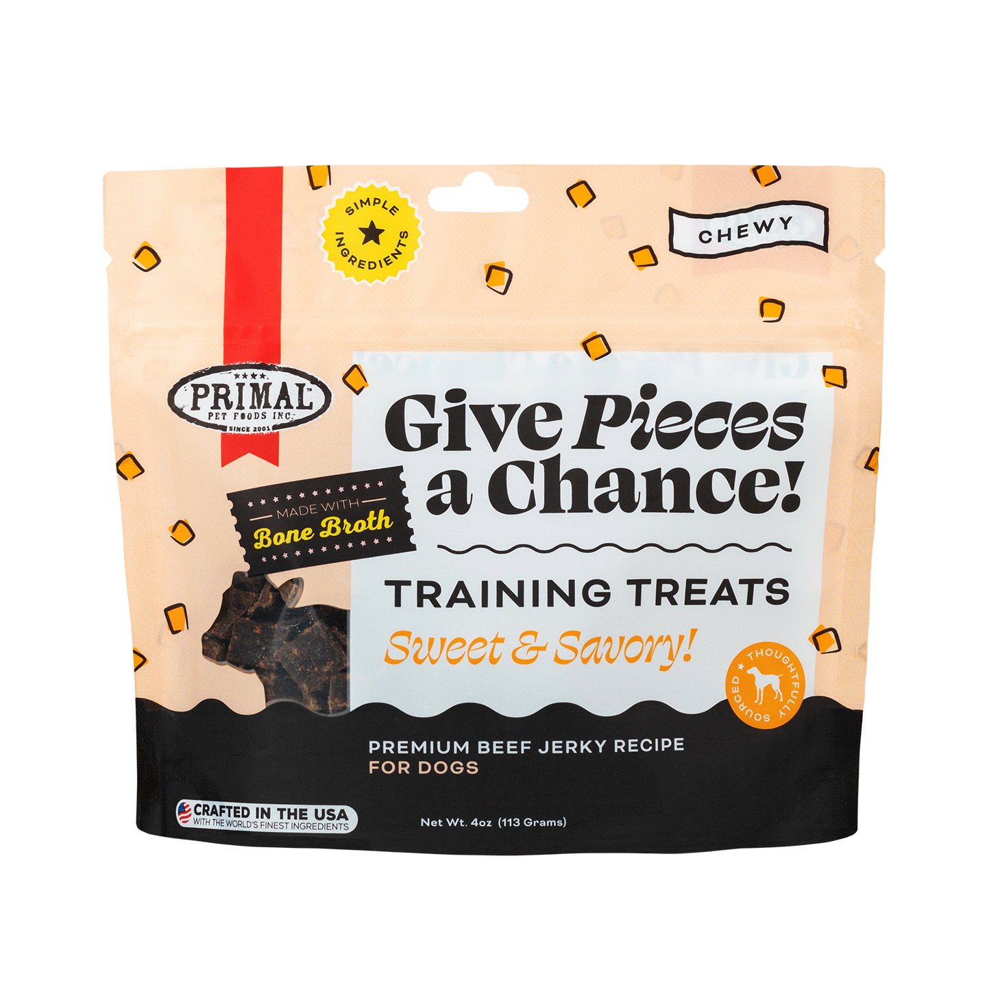 Primal Give Pieces a Chance Beef Jerky Dog Treats