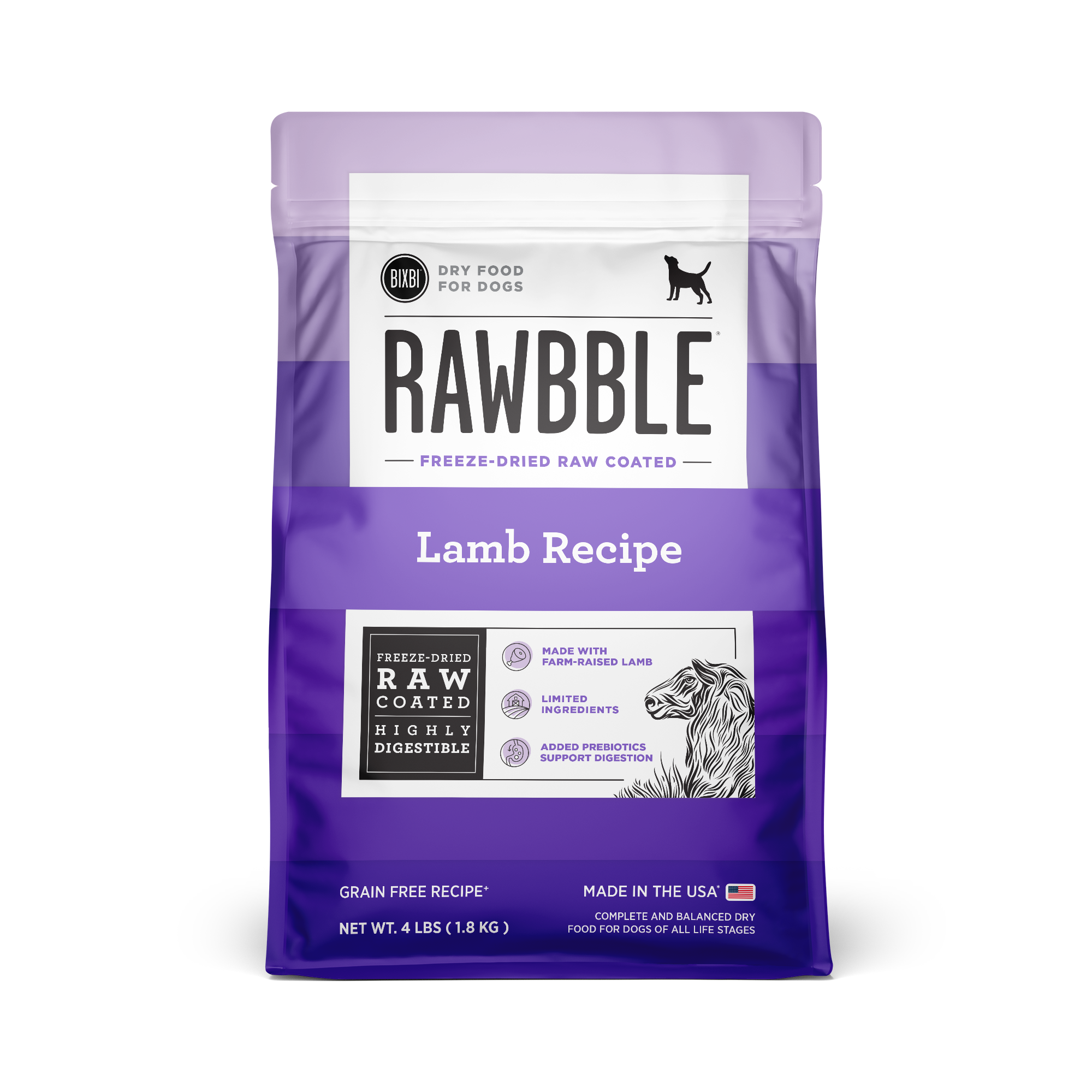 BIXBI Rawbble Dog Kibble GF Lamb 4lbs