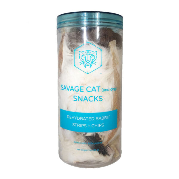 Savage Cat Dog Dehydrated Rabbit Strip Treats 1oz