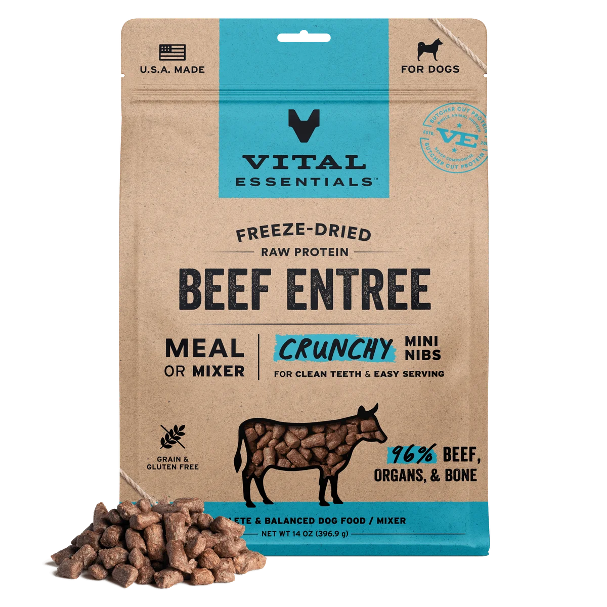 Vital Essentials Dog Crunchy Beef Mini Nibs 14oz