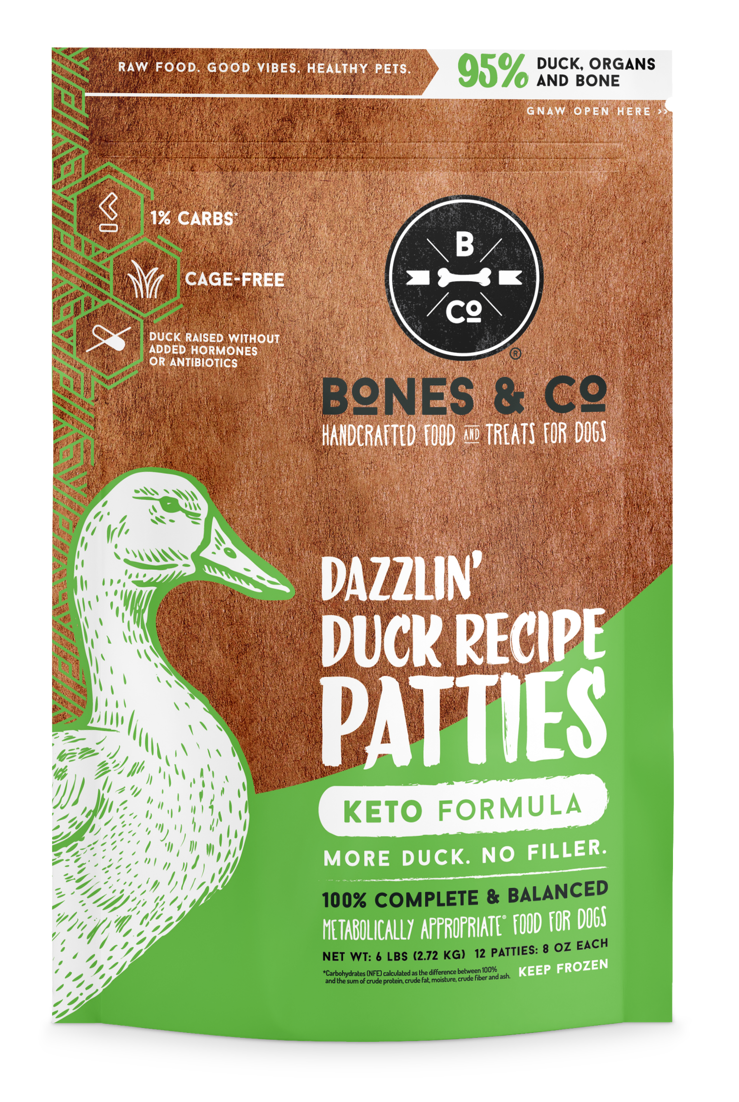 Bones & Co Dog Raw Frozen Mini Duck Patties 3lbs (IN STORE PICK UP ONLY)