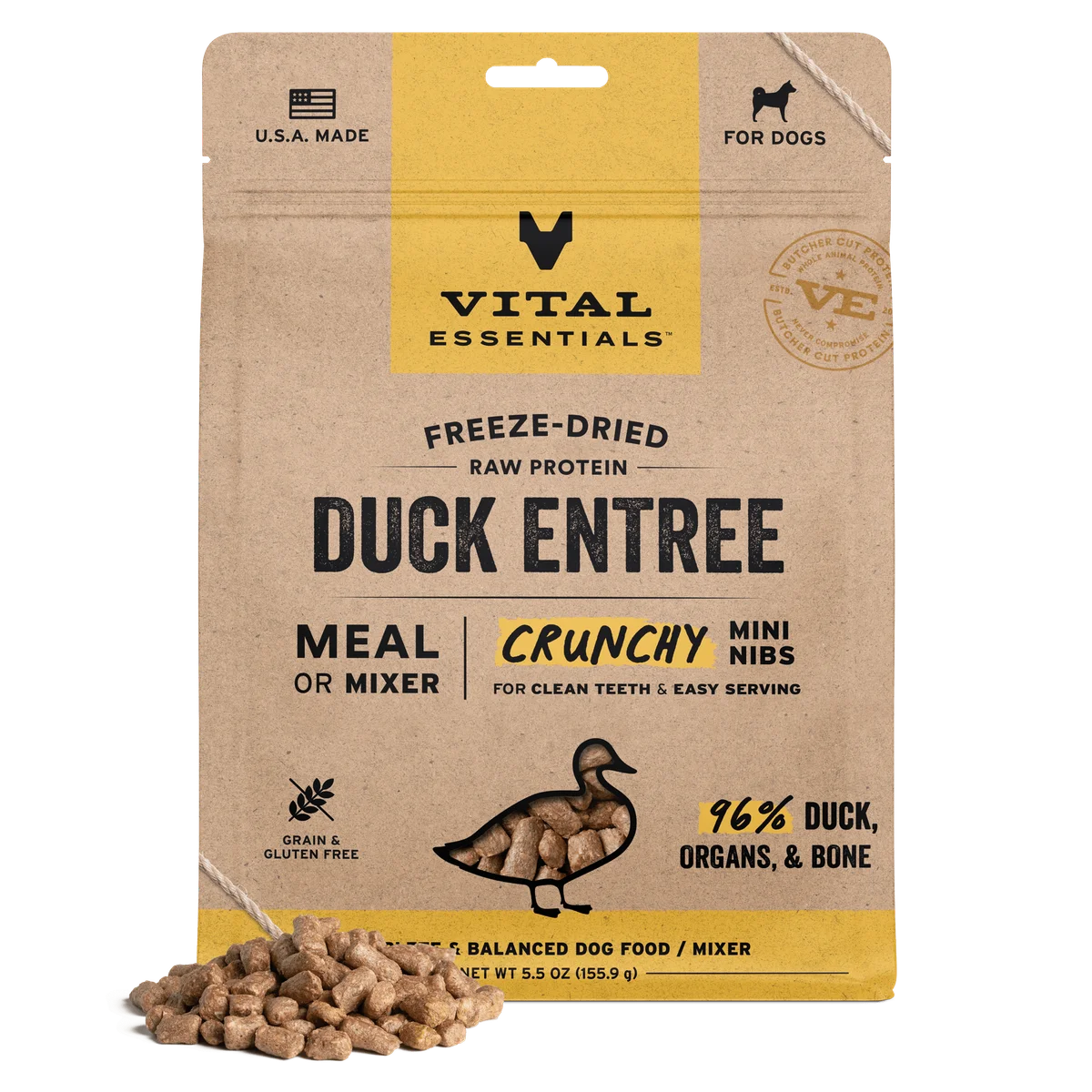 Vital Essentials Dog Crunchy Freeze Dried Duck Mini Nibs 14oz