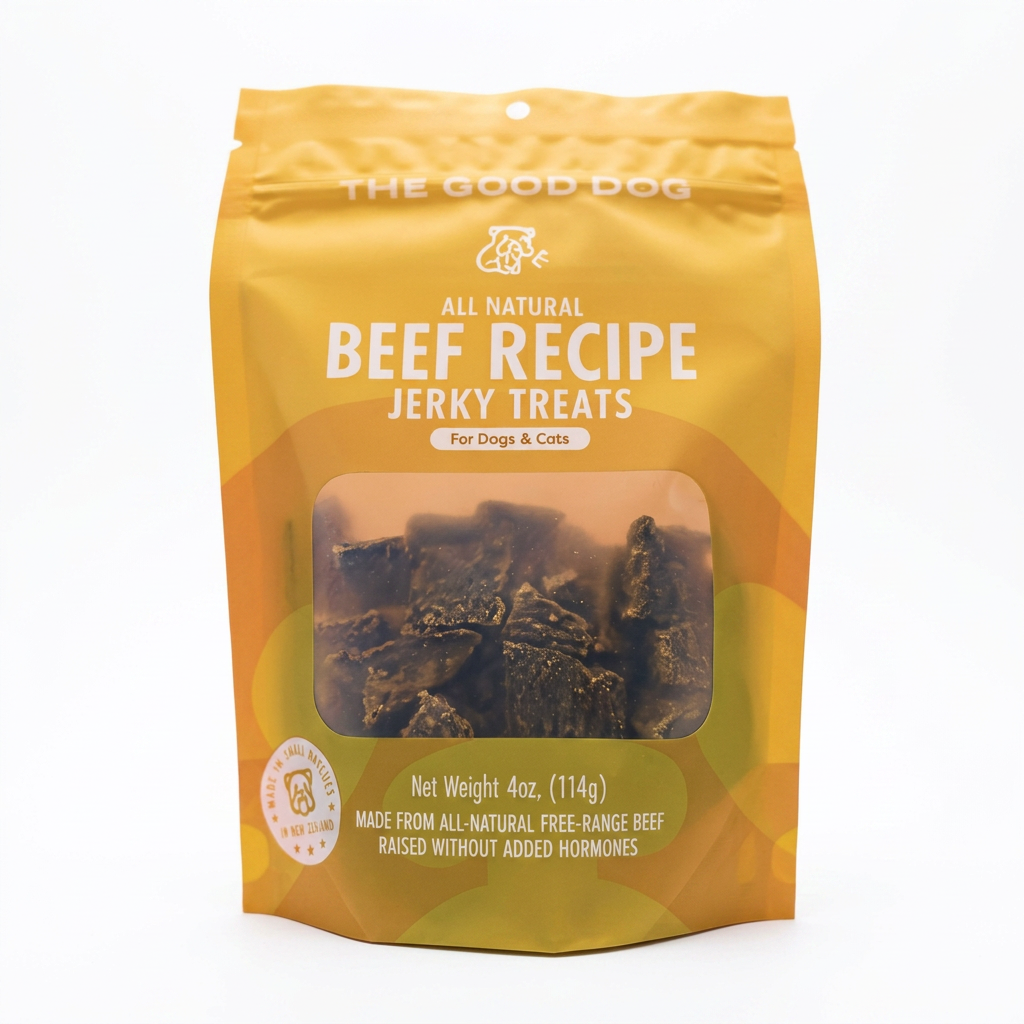 The Good Dog All Natural Beef Recipe Jerky Treats for Dogs & Cats – 4oz (114g)