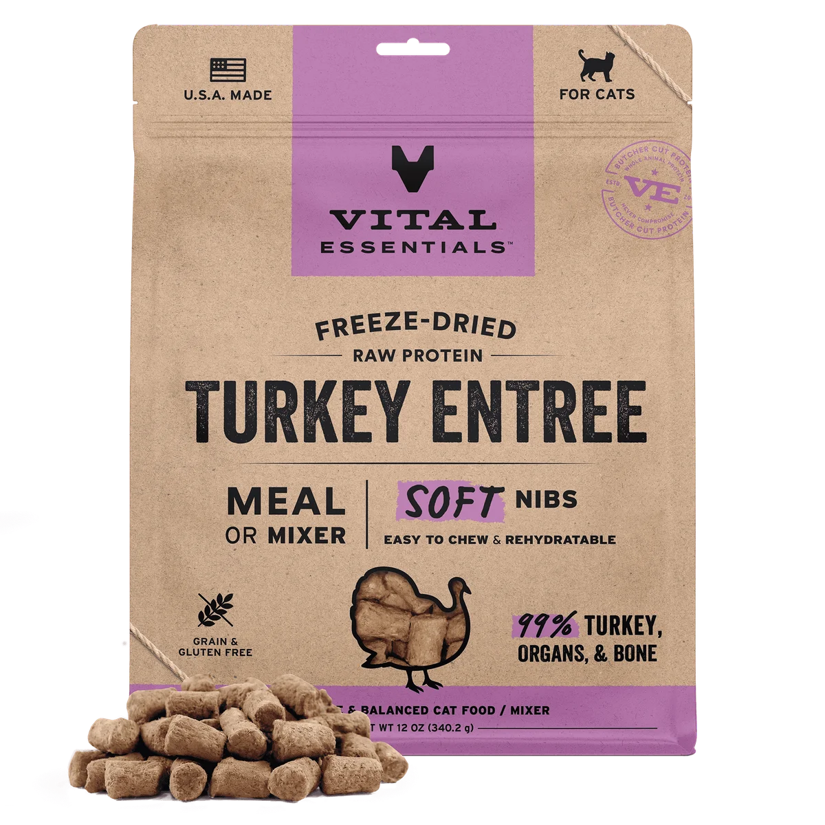 Vital Essentials Cat FD Turkey Soft Nibs 12oz