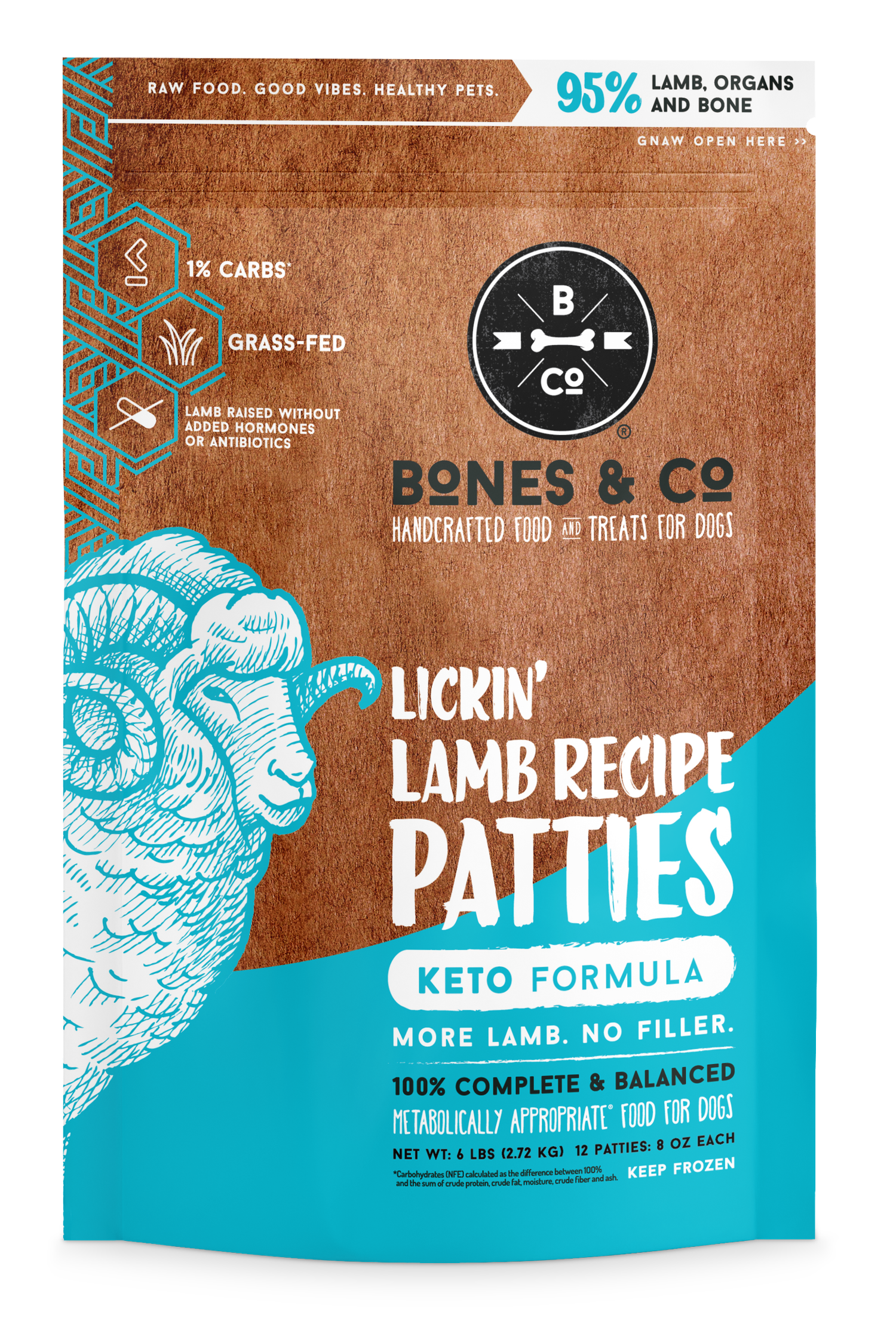 Bones & Co Dog Raw Frozen Mini Lamb Patties 3lbs (IN STORE PICK UP ONLY)