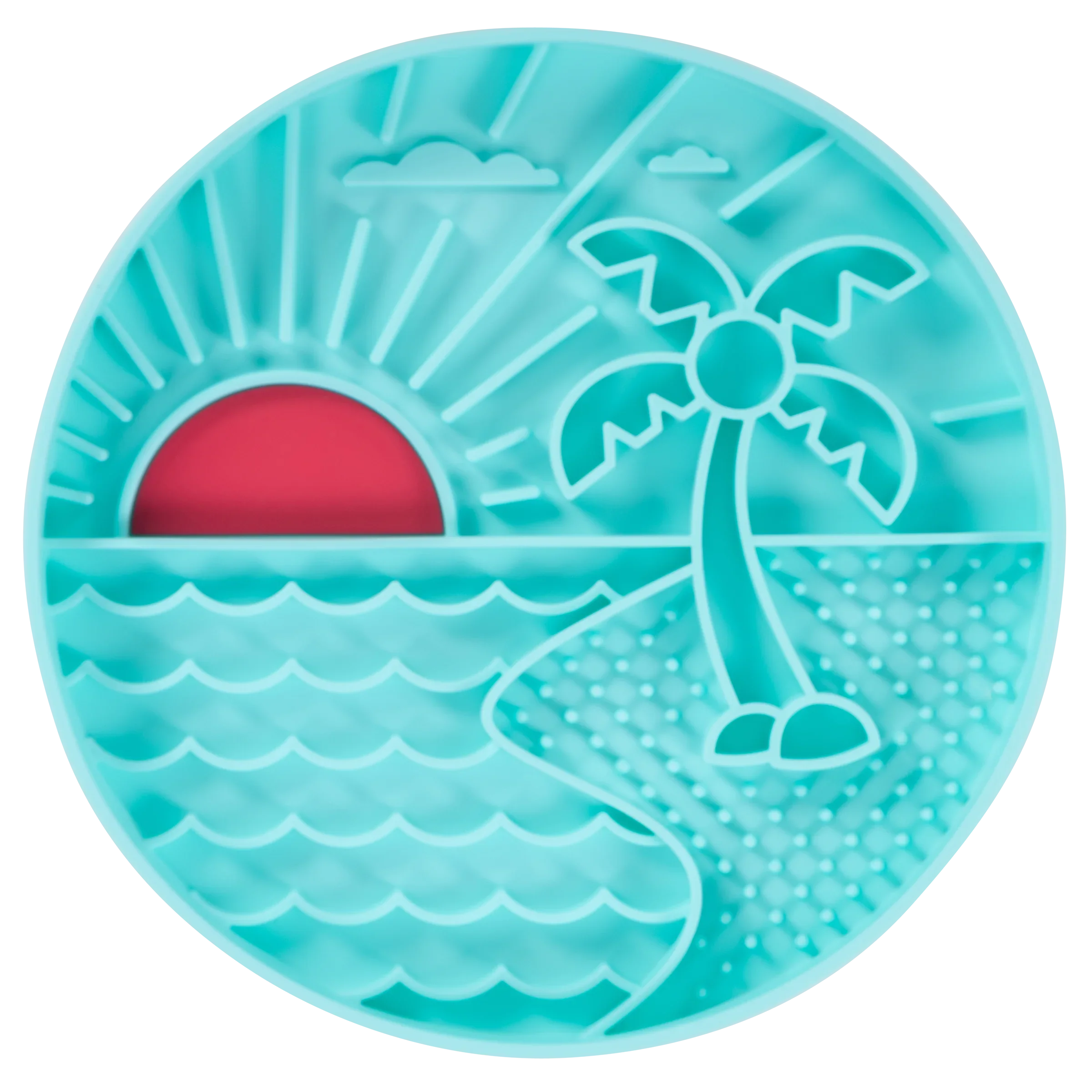 Beach Scene 8" Silicone Therapeutic Dog Lick Bowl-Interactive Dog Feeder