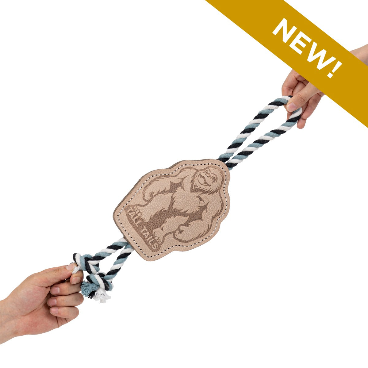 Natural Leather Big Foot Rope Tug Dog Toy