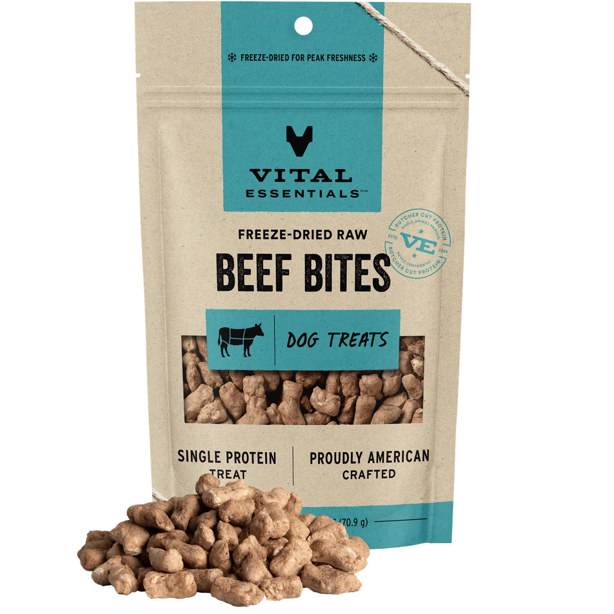 Vital Essentials Dog Freeze Dried Beef Bites Treats 2.5oz