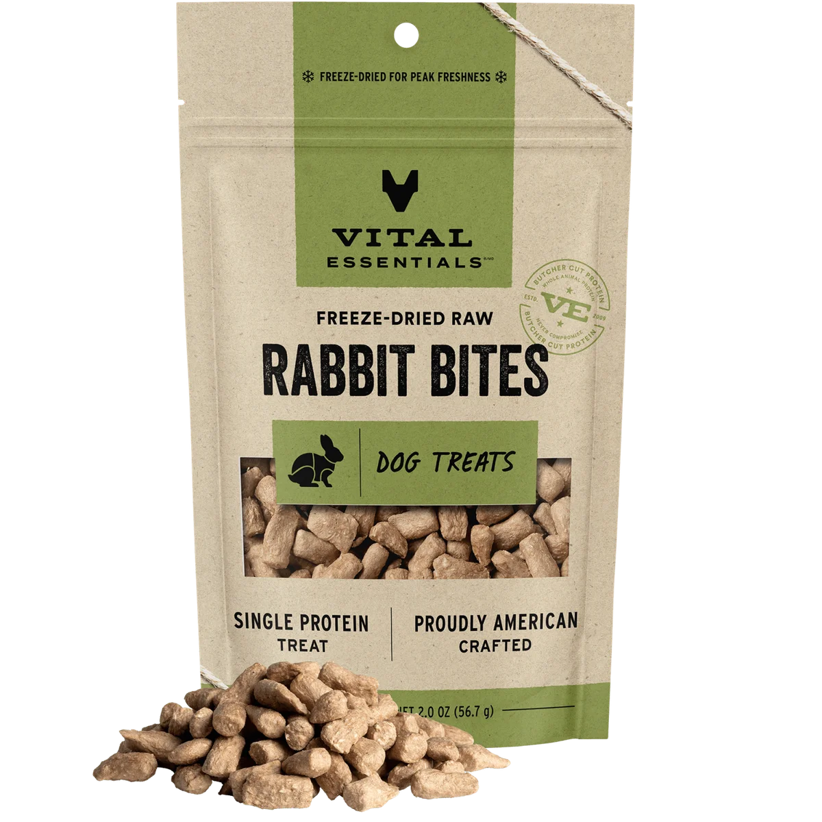 Vital Essentials Dog Freeze Dried Rabbit Bites Treats 2oz