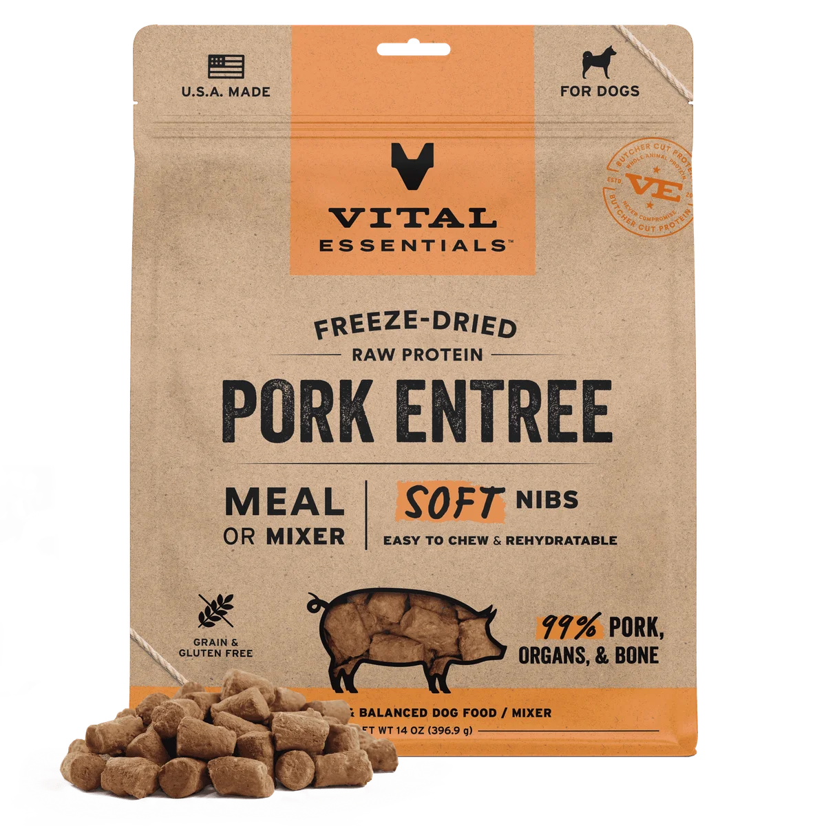 Vital Essentials Dog Soft Freeze Dried Pork Nibs 14oz