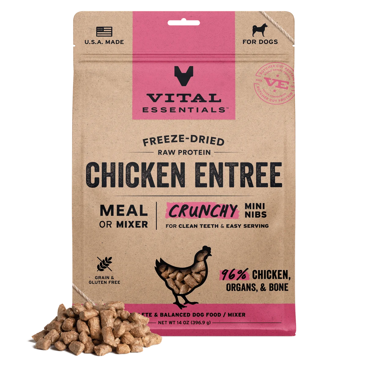 Vital Essentials Cat Freeze Dried Chicken Crunchy Mini Nibs 12oz