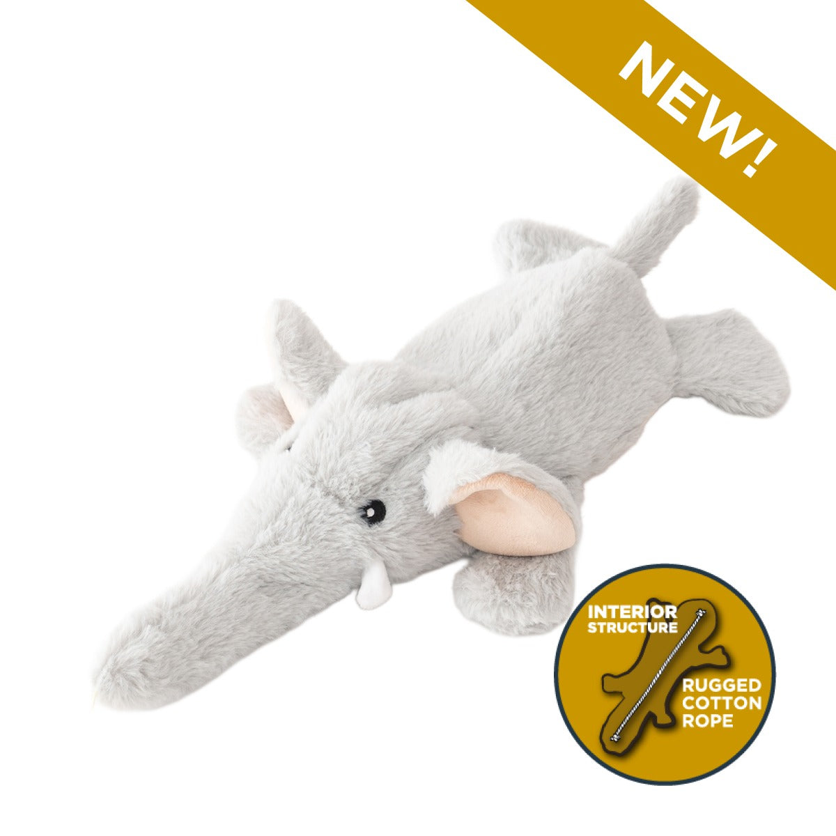 Stuffless Elephant Squeaker Dog Toy