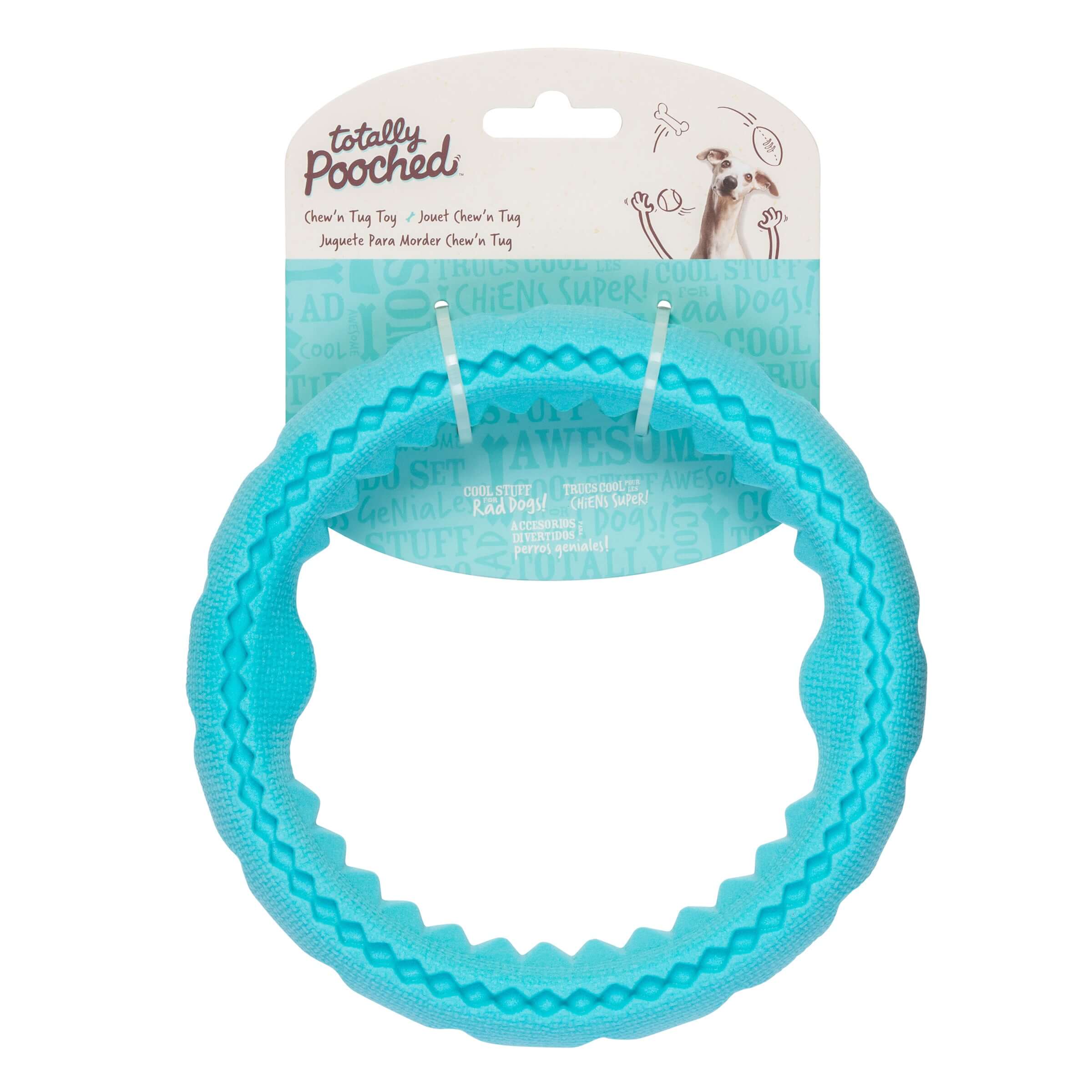 Totally Pooched Chew' n Tug Ring, Foam Rubber Dog Toy, 6.5"