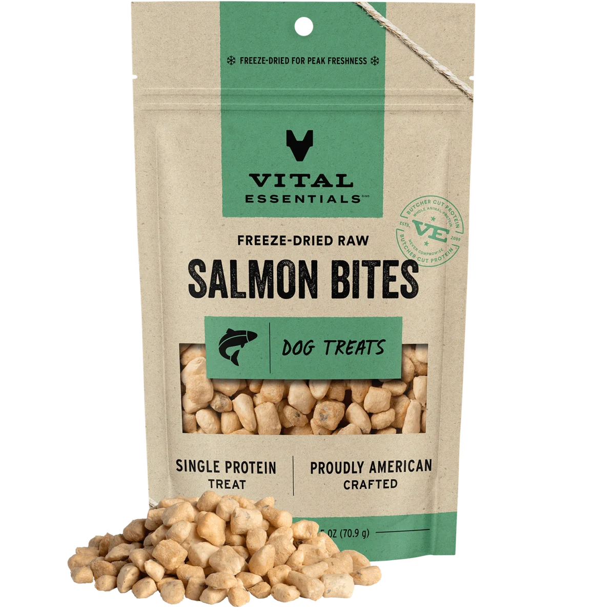 Vital Essentials Dog Freeze Dried Salmon Bites Treats 2.5oz
