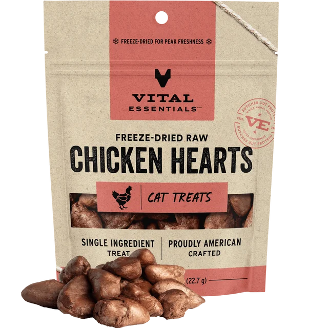 Vital Essentials Cat FD Chicken Heart Treats 0.8oz