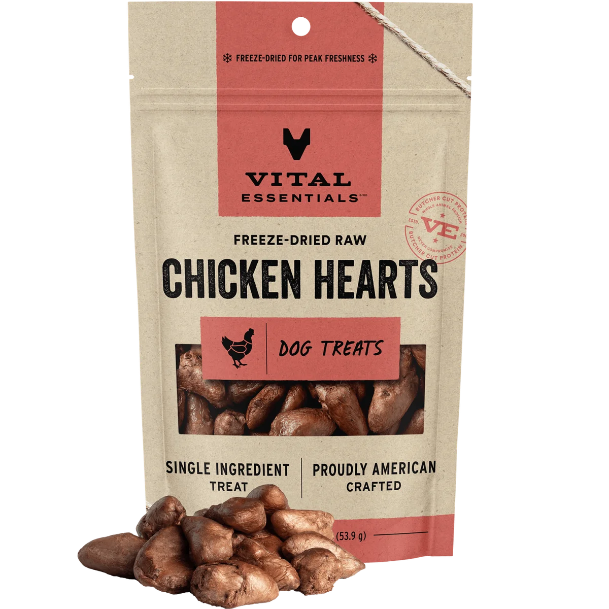Vital Essentials Dog Chicken Heart Treats 1.9oz