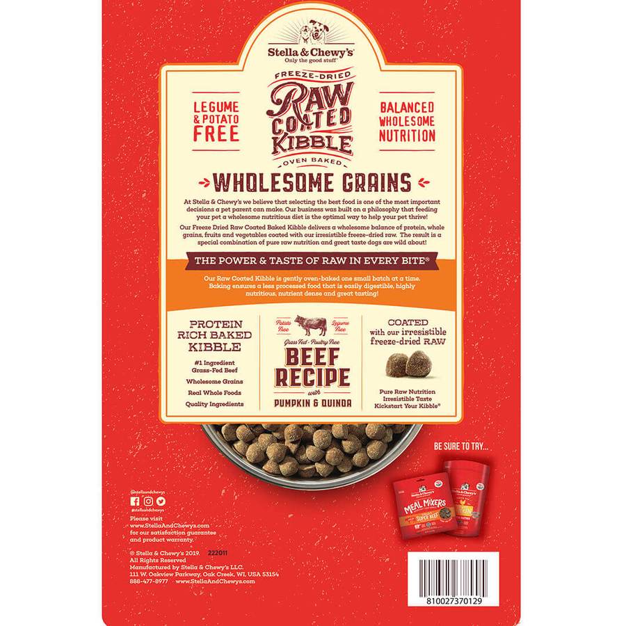 Stella & Chewy's Raw Coated Beef with Wholesome Grains for Dog freeshipping - The Good Dog Store