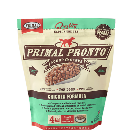 PRIMAL PRONTO 4LB RAW FROZEN CANINE CHICKEN FORMULA freeshipping - The Good Dog Store