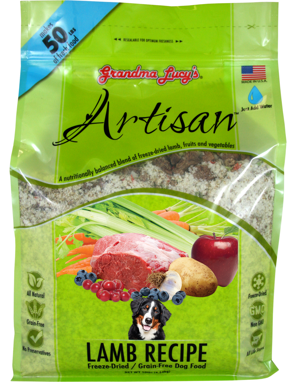 GRANDMA LUCY'S ARTISAN GRAIN FREE LAMB FREEZE DRIED DOG FOOD 10lb freeshipping - The Good Dog Store