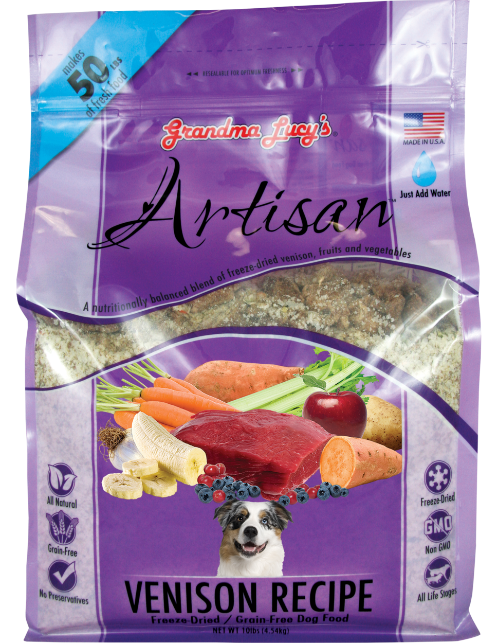GRANDMA LUCY'S ARTISAN GRAIN FREE VENISON FREEZE DRIED DOG FOOD 10lb freeshipping - The Good Dog Store