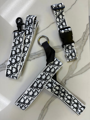 Dior 3 piece set collar, harness and leash