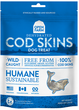 Open Farm Cod Skin Dog Treats 2.25oz Dehydrated freeshipping - The Good Dog Store