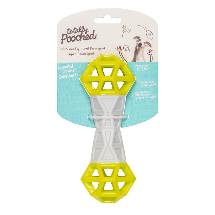 Totally Pooched Flex n' Squeak Toy, Foam Rubber, 7", 2 Colors Available