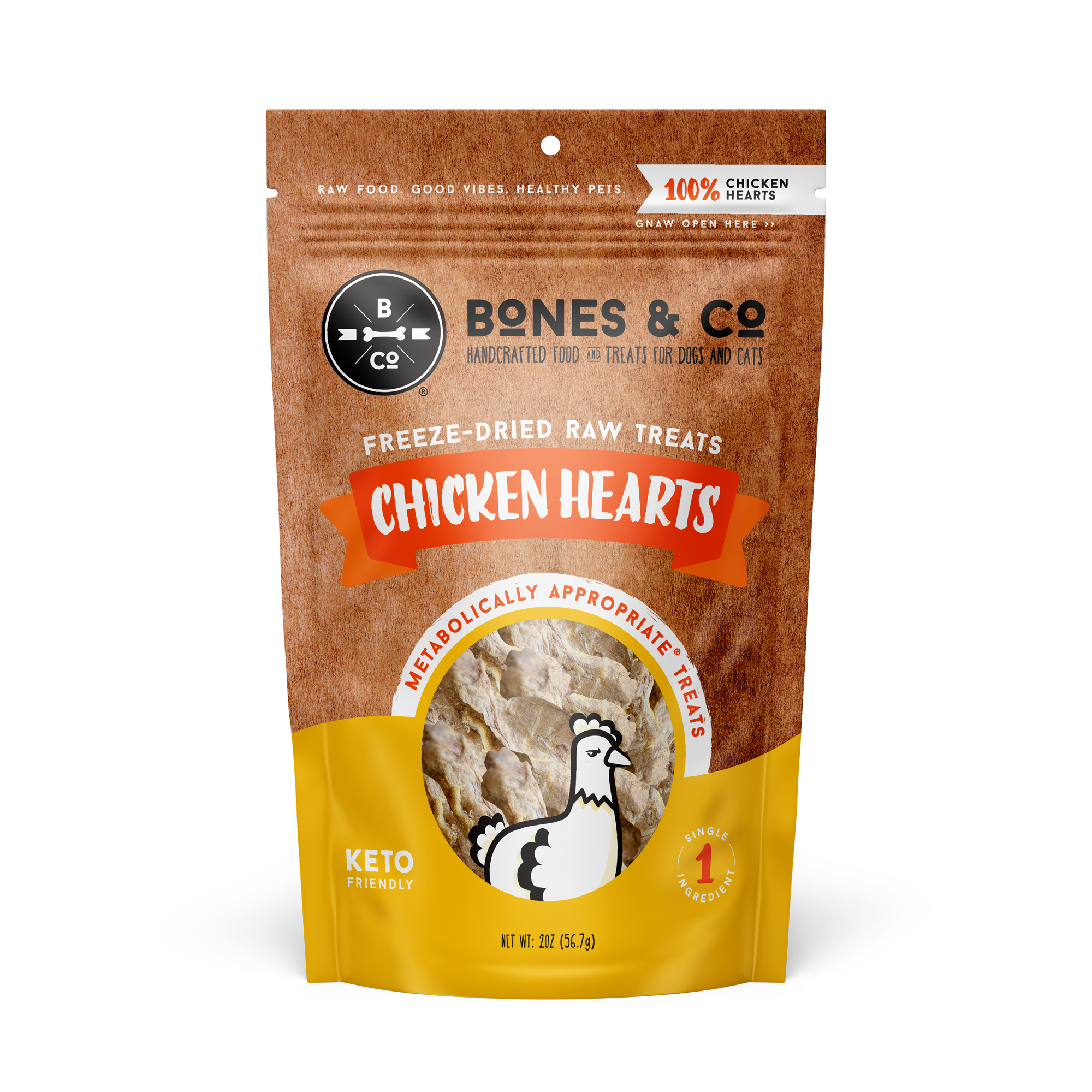 Bones & Co Dog Cat Freeze Dried Chicken Hearts 1.9oz
