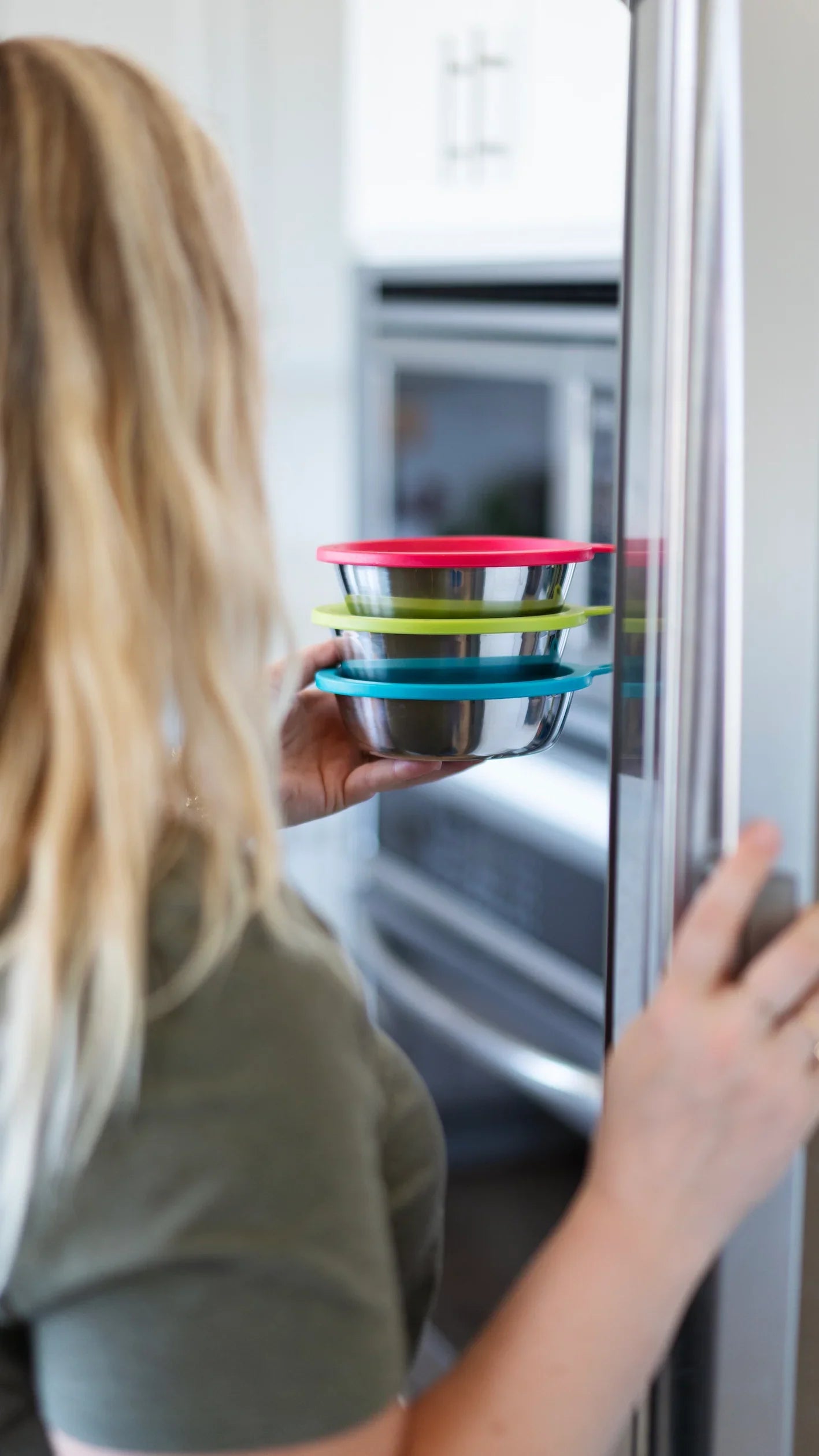 Three Stainless Steel Dog Bowls and Three Silicone Lids, Medium, 1.5 Cups Per Bowl