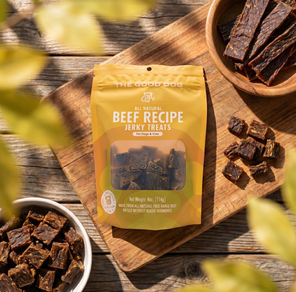 The Good Dog All Natural Beef Recipe Jerky Treats for Dogs & Cats – 4oz (114g)