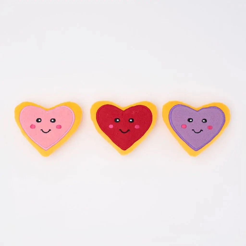 Zippy Paws Valentine's Mini Dog Toy Heart Cookies 3pk