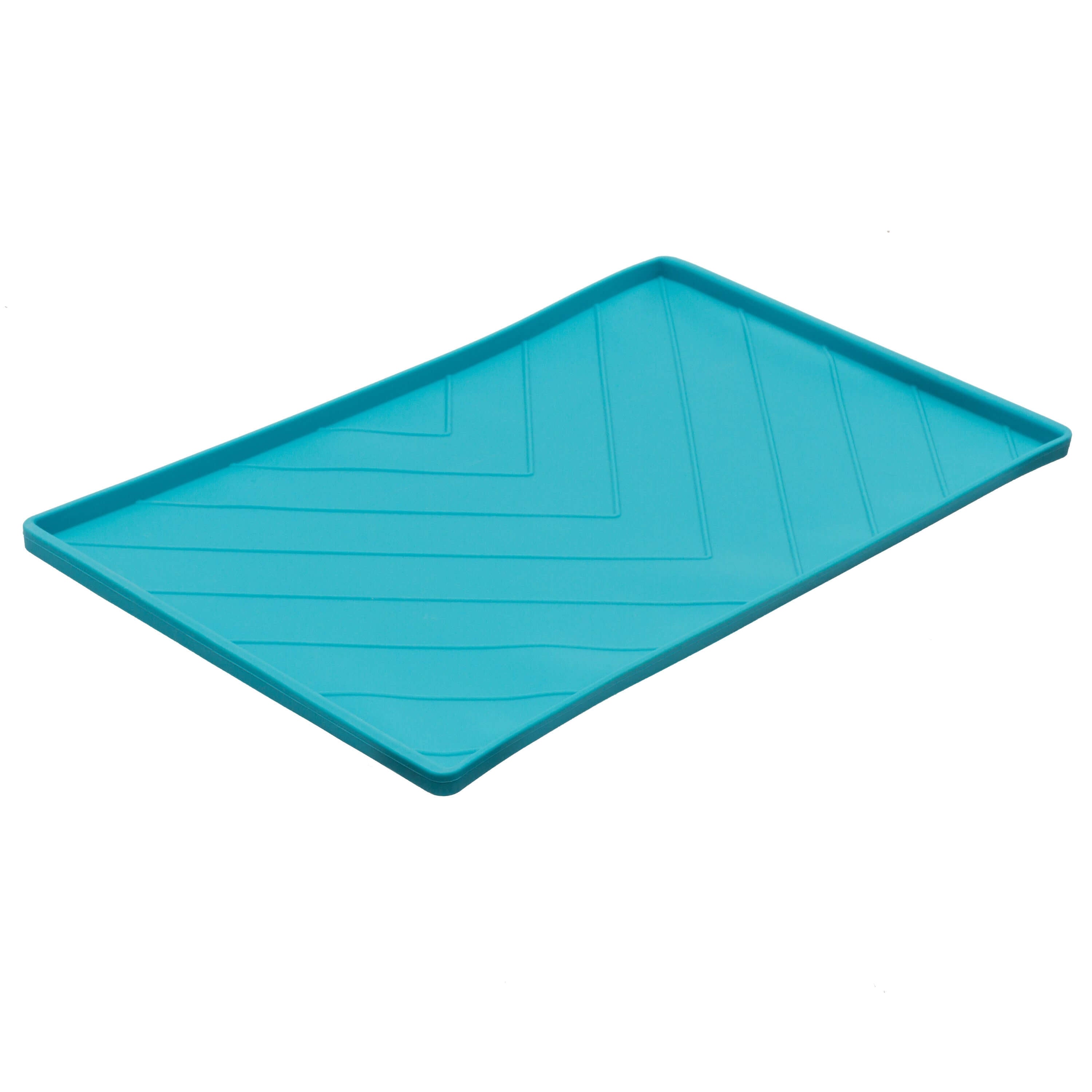 Silicone Non-Slip Dog Bowl Mat with Raised Edge to Contain the Spills, Medium 20" x 12"