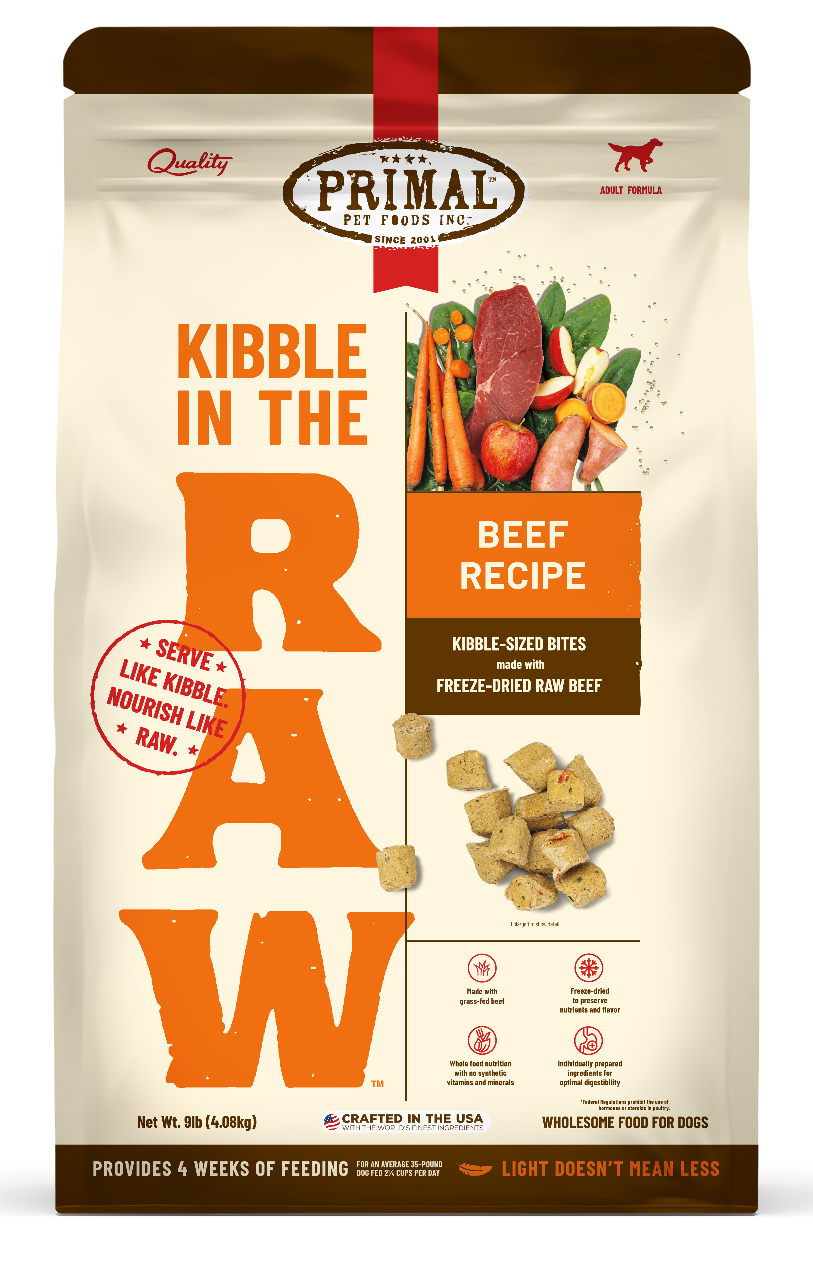 Primal Kibble in the Raw Beef Dog Food