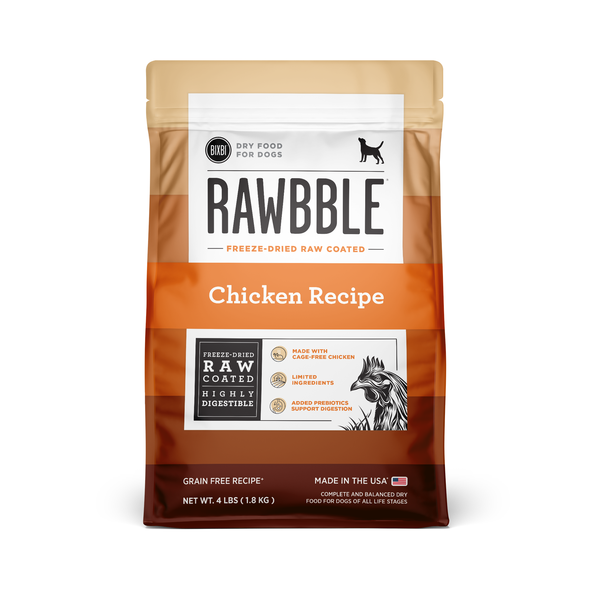 BIXBI Rawbble Dog Kibble GF Chicken 4lbs