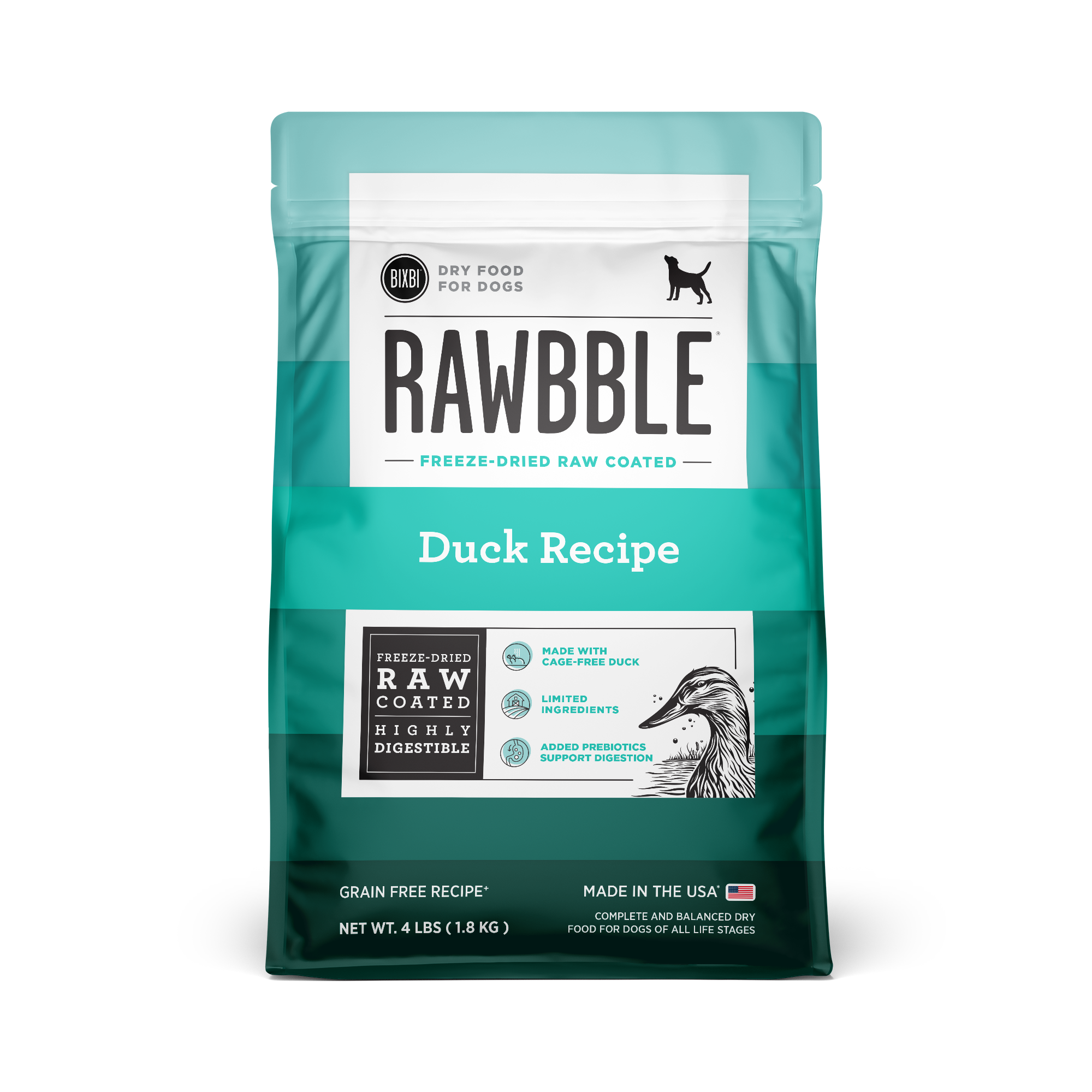 BIXBI Rawbble Dog Kibble GF Duck 24lbs