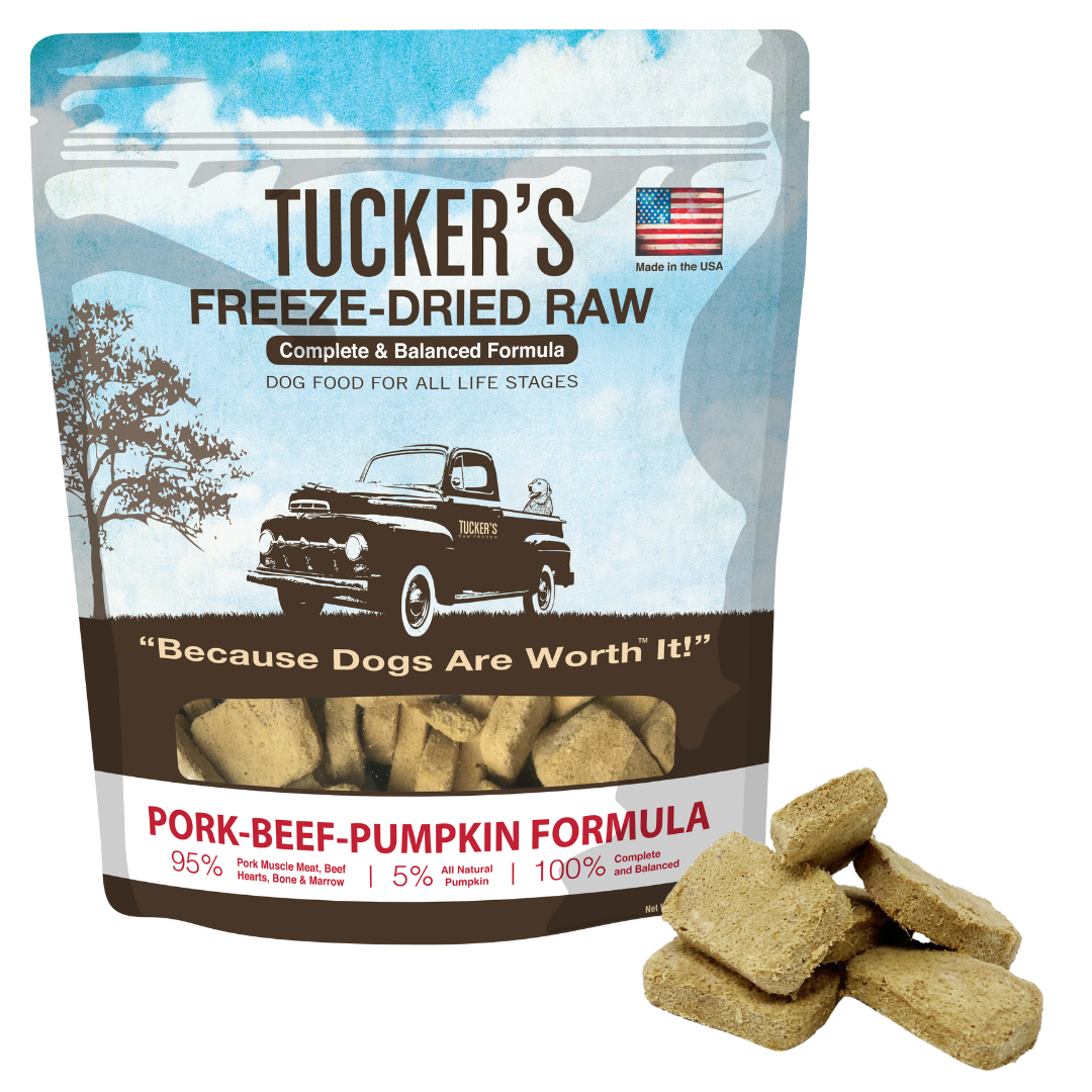 Freeze dried raw pork and beef dog food